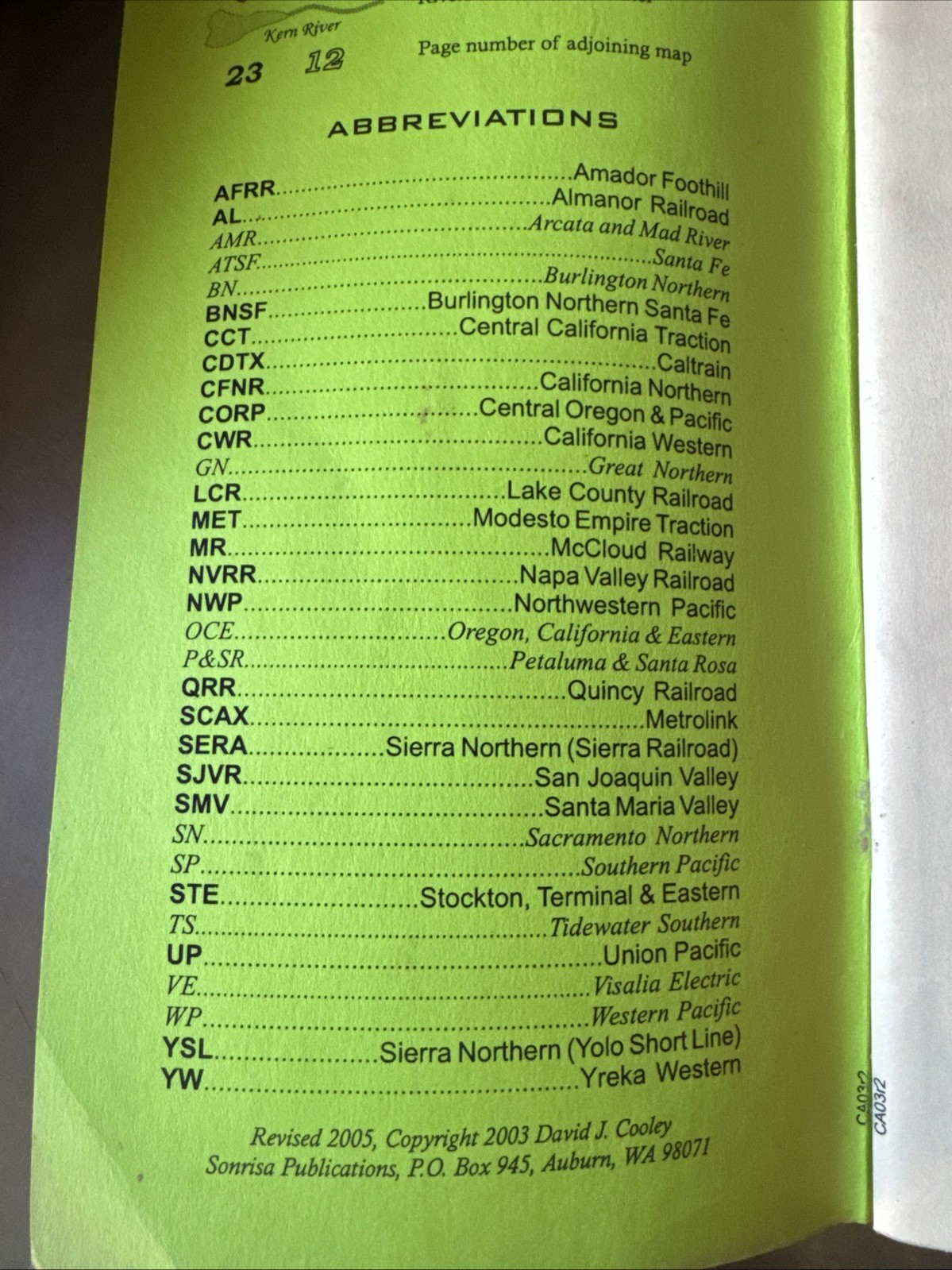 2005 California Railroad Map Pocket Guide. All The State Including Station Index