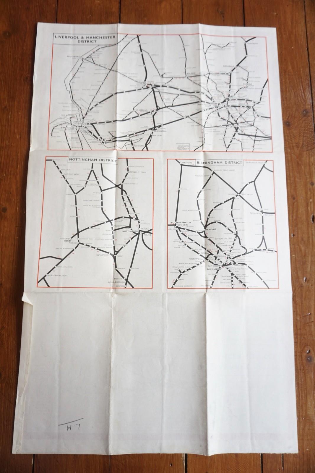 1964 London Midland Region British Rail Railway System Map