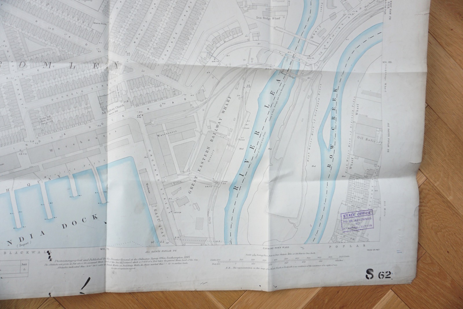 1894 South Bromley Kent India Dock GER Railway OS Railway Map *