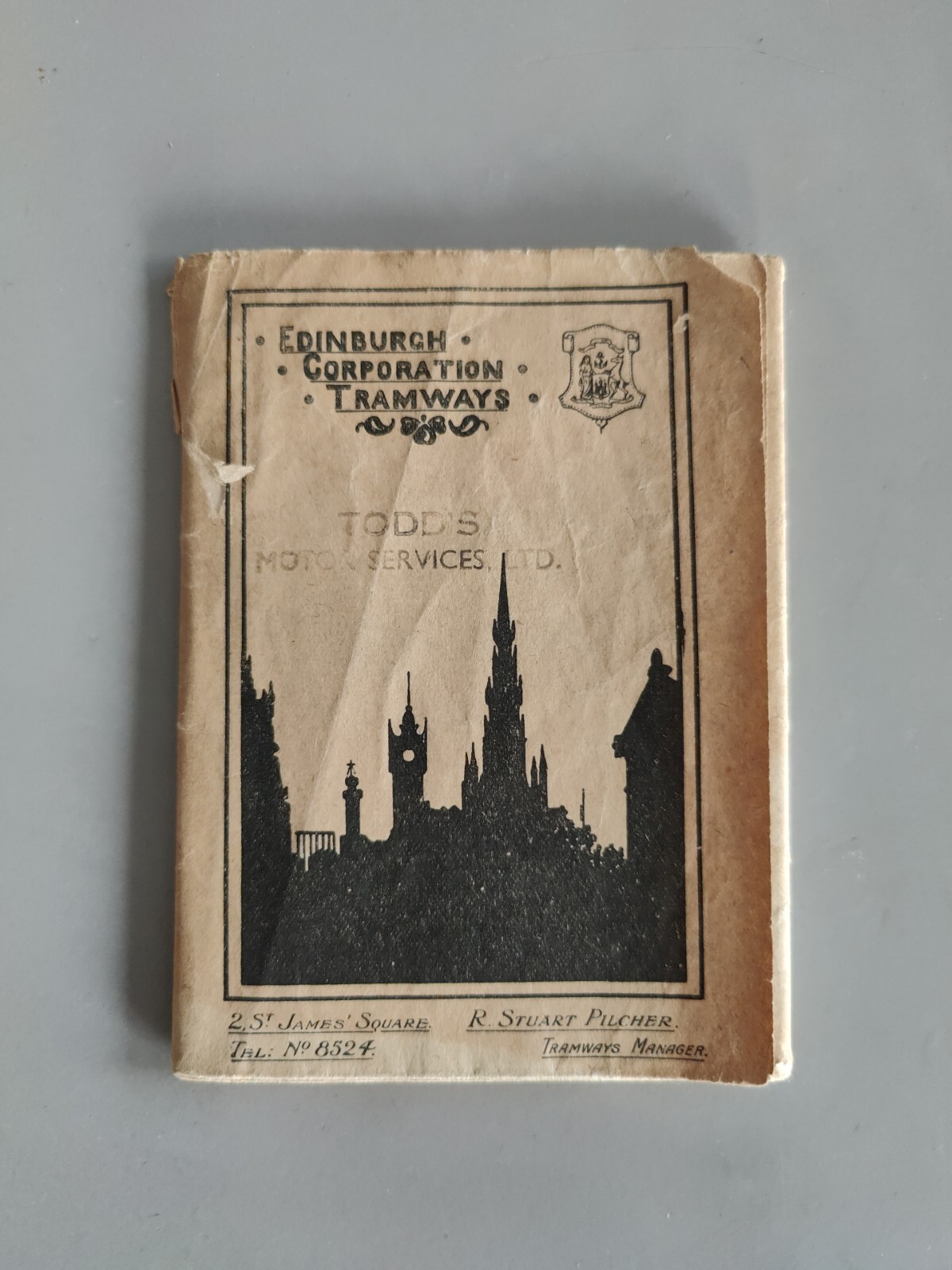 Original vintage 1924 Edinburgh Corporation Tramways Foldout Map