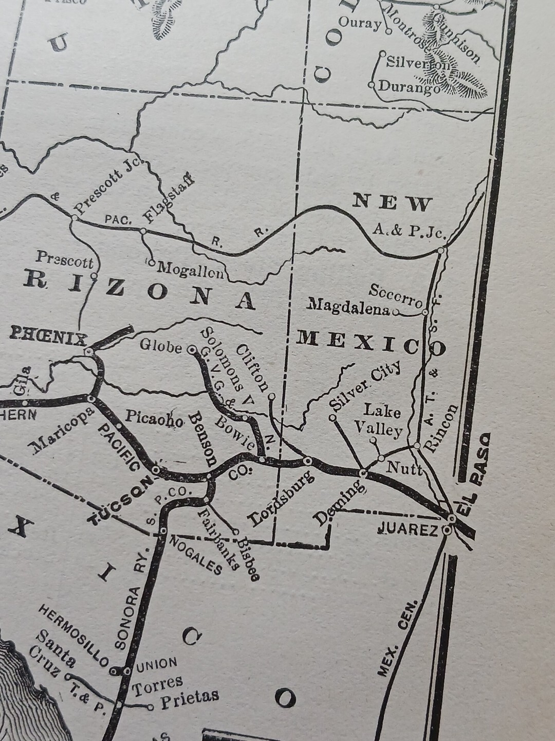 1906 Railroad Route Map SOUTHERN PACIFIC SYSTEM Utah California Nevada Arizona