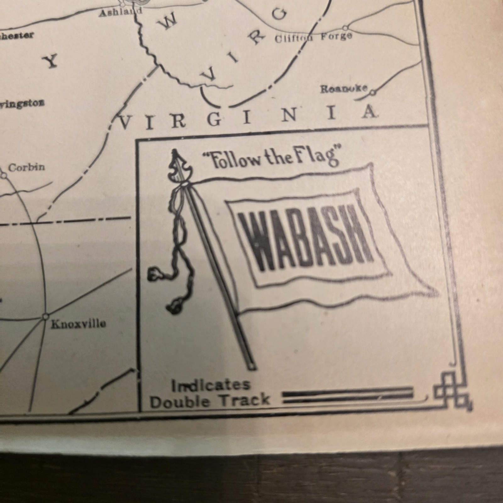 1918 By Poole Bros Two Sided Map Wabash System And Virginia Railroad 11″ x 7.5″