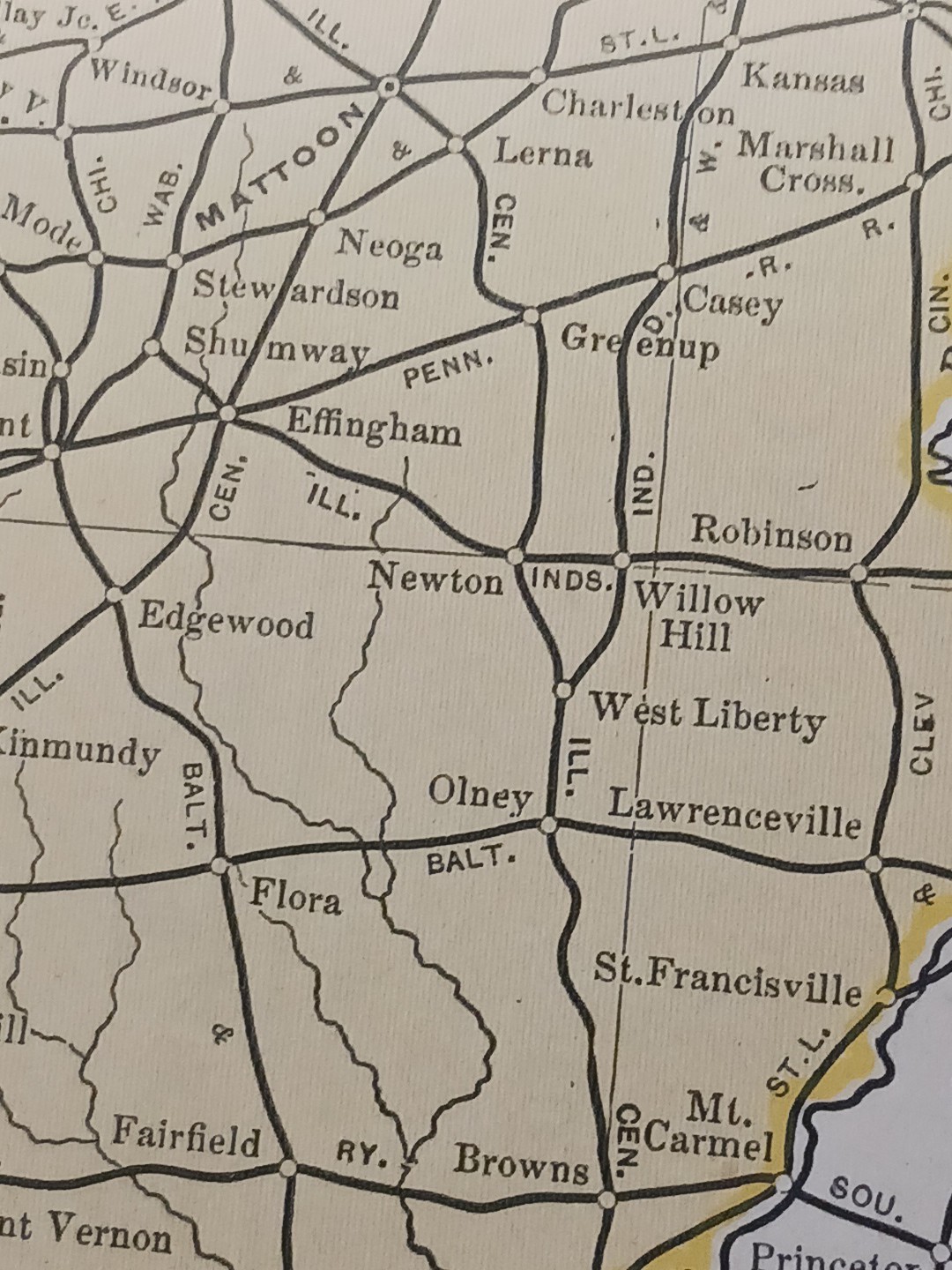 1905 Train Route Map ILLINOIS all Railroad Lines In State Are Marked 11″x9″