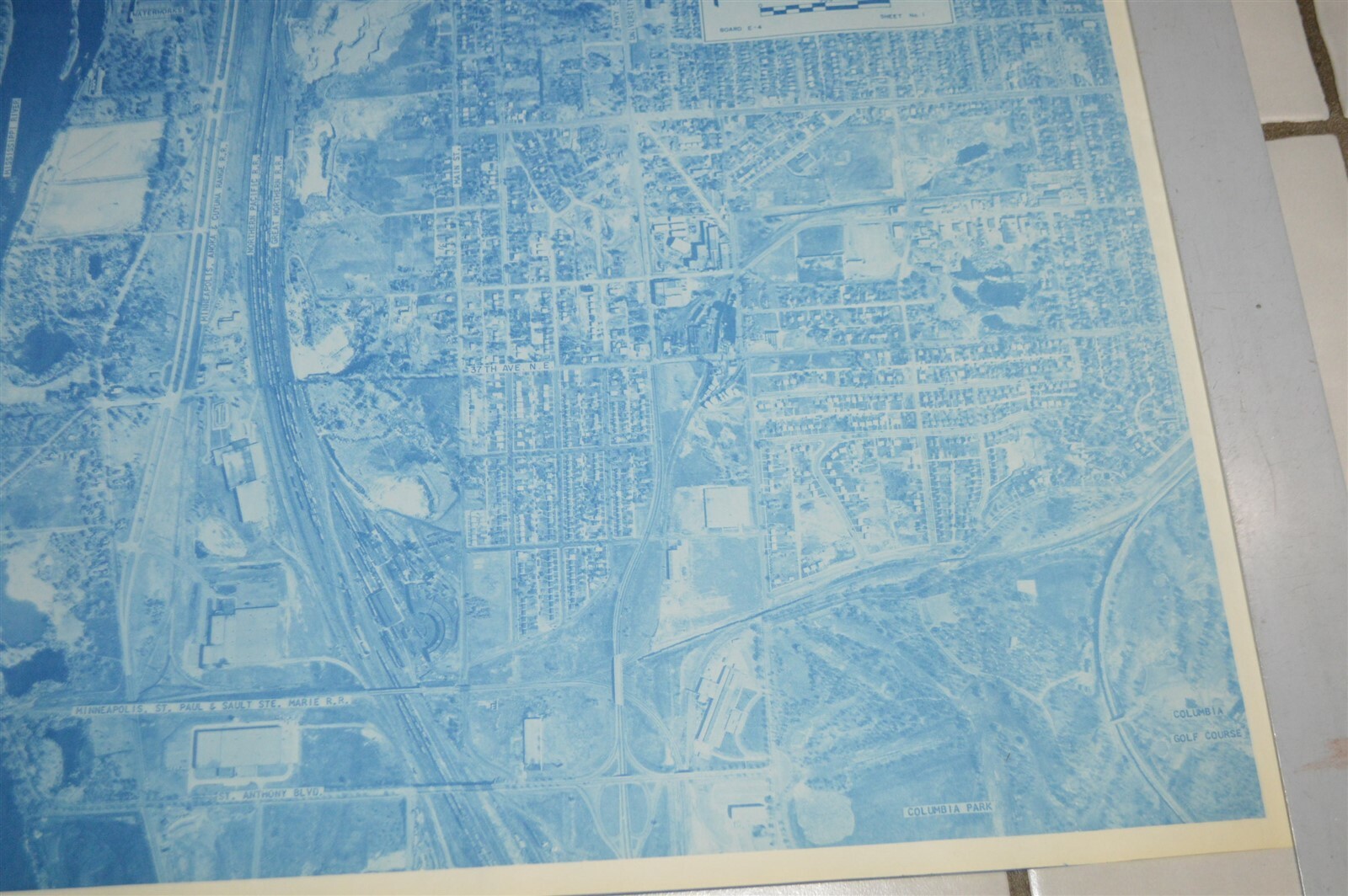 1958 Minnesota Hwy Dept Minneapolis Map N & NE Columbia Heights Railroad Yards