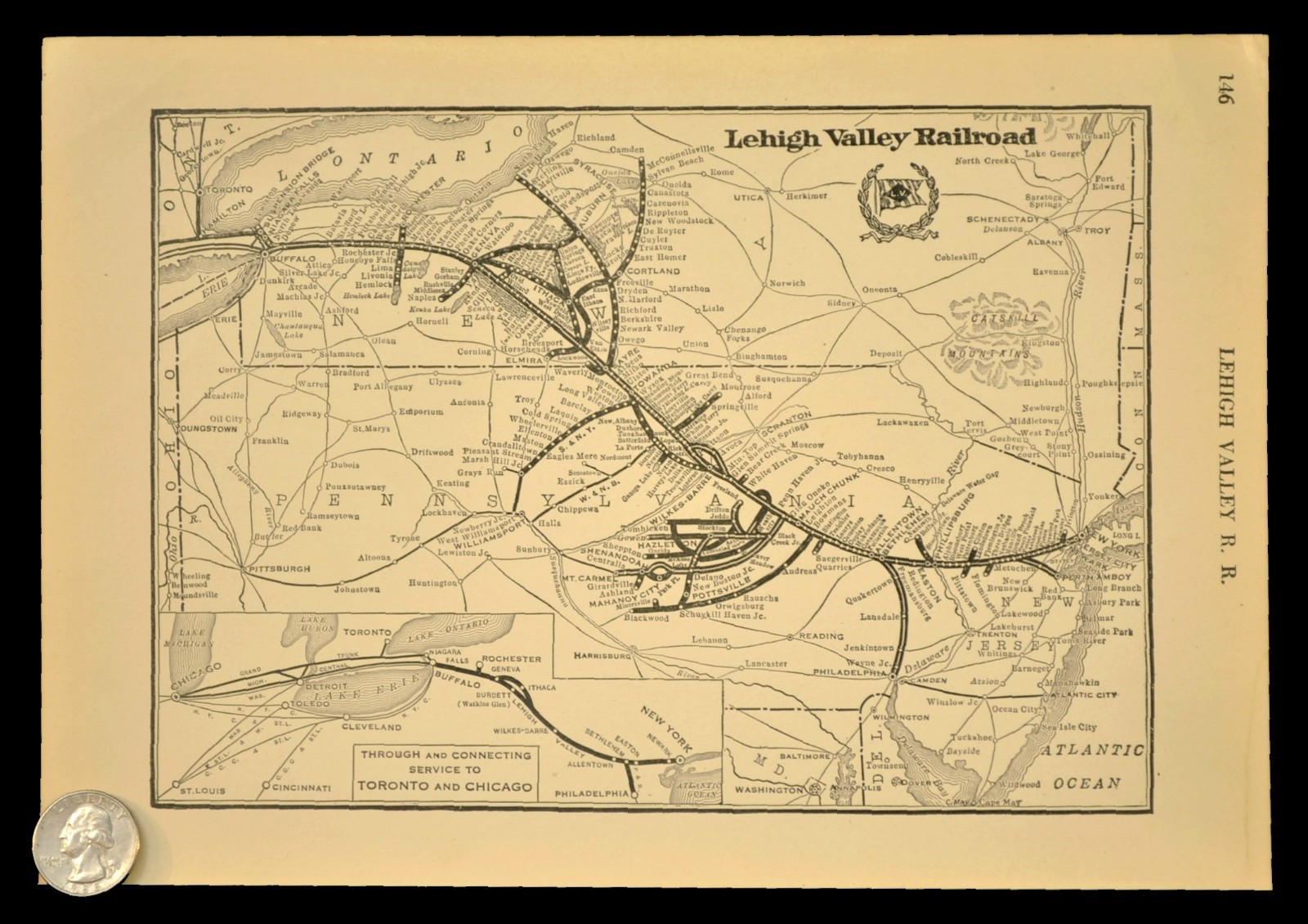 Vintage LEHIGH VALLEY Railroad Map Railway Bethlehem Allentown Pennsylvania