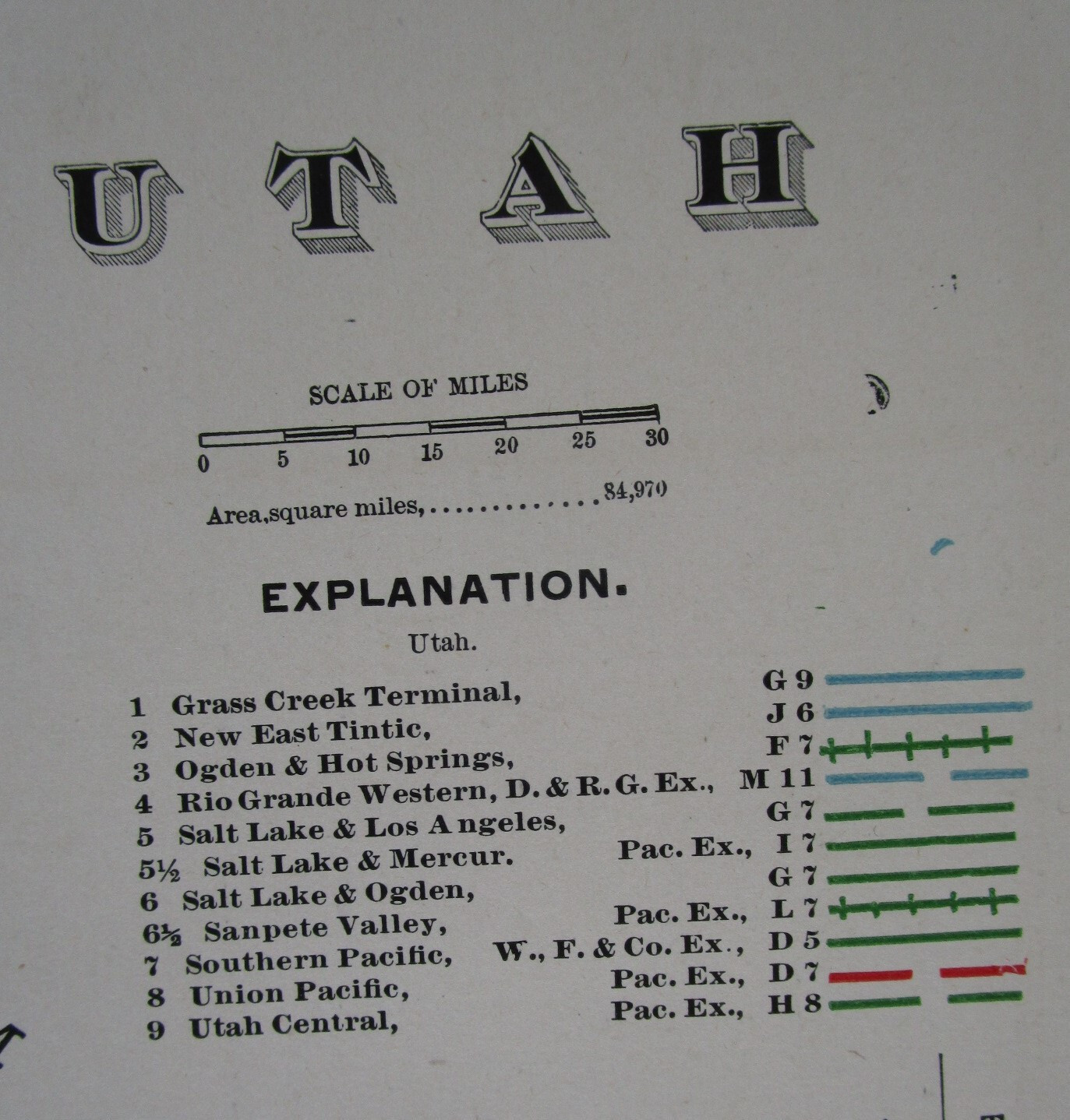 UT 1897 UTAH CRAM STEAM RAILROAD Map. Cram. OGDEN & HOT SPRINGS RR; SP; UP