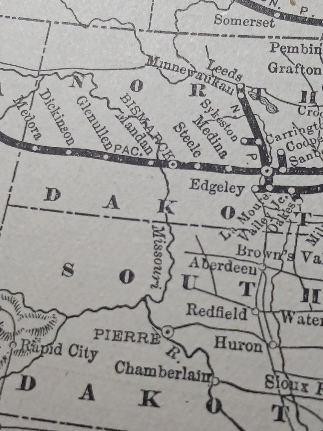 ~1895 Train Route Map NORTHERN PACIFIC RAILROAD all Stations & Lines MT ND WA MN