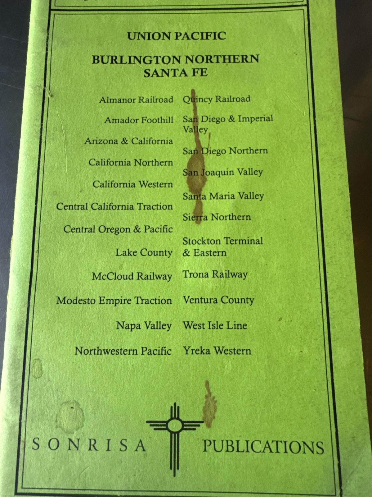 2005 California Railroad Map Pocket Guide. All The State Including Station Index
