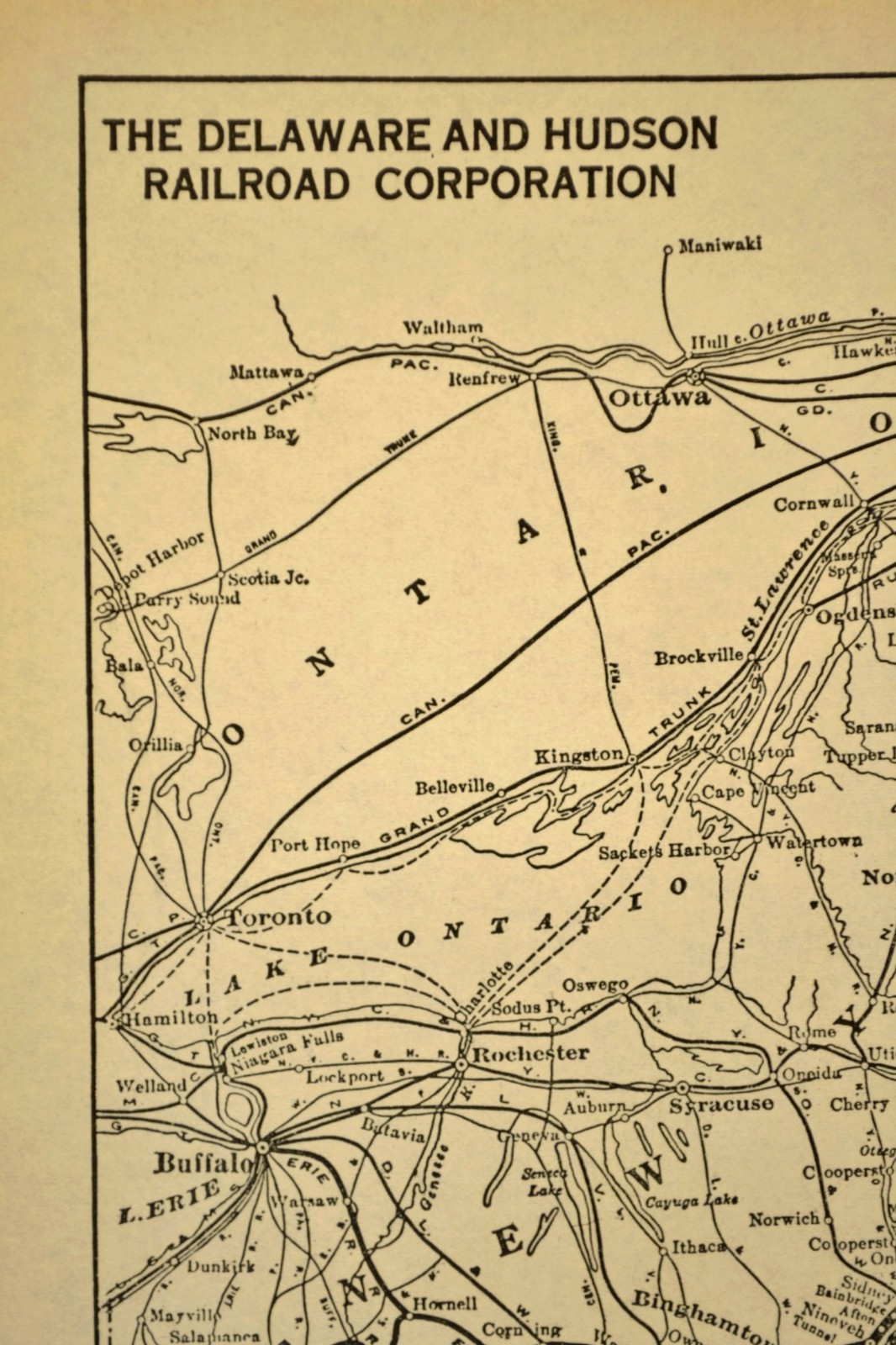 Vintage DELAWARE HUDSON Railroad Map DH RR Railway System Old Original 1930s