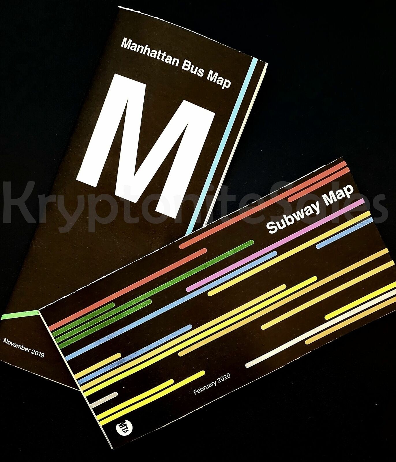 Current New York MTA NYC Subway Train & LIRR Map + Manhattan Bus Map Combo Set