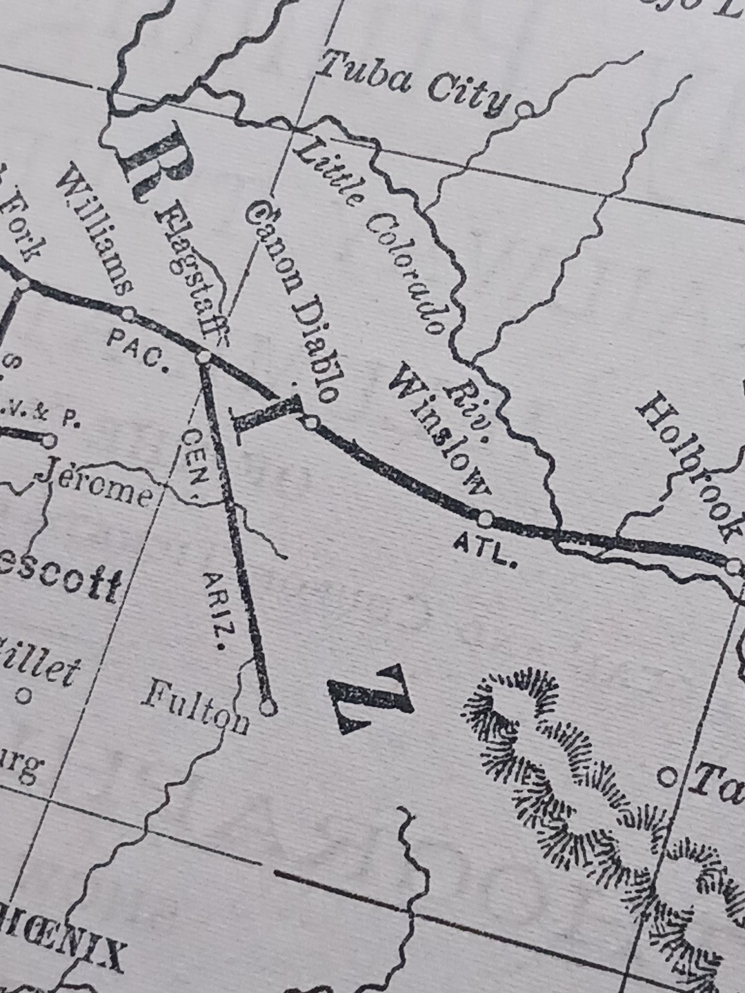 1897 Train Route Map ARIZONA Colorado UTAH New Mexico all Railroad Lines 9×11″