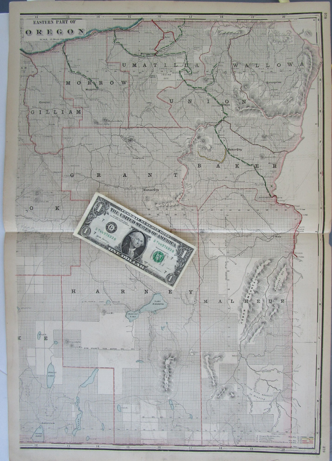 OR 1897 EASTERN OREGON Cram RAILROAD Map SUMPTER VALLEY RR or PROVIDENCE RI City