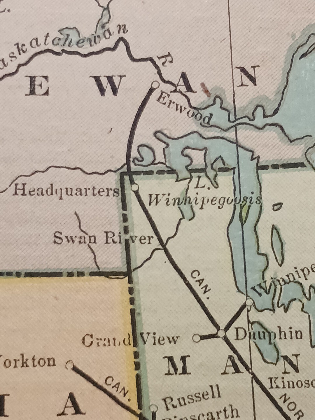 1902 Train Route Map Western Canada Railroad All Lines Station Towns 11×9″ Dated