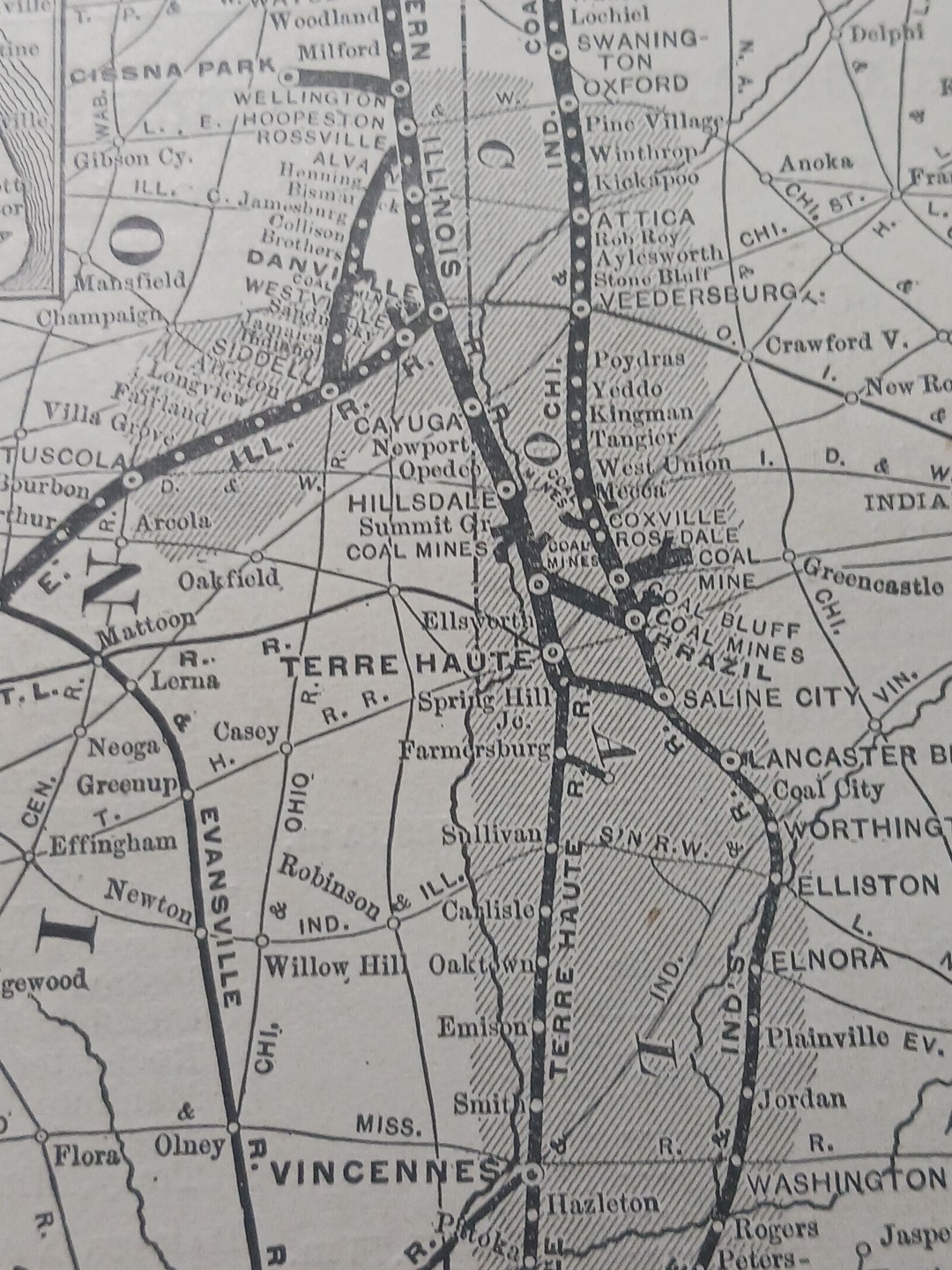 1897 Train Route Map + Report CHICAGO & EASTERN ILLINOIS RAILROAD Coal Fields