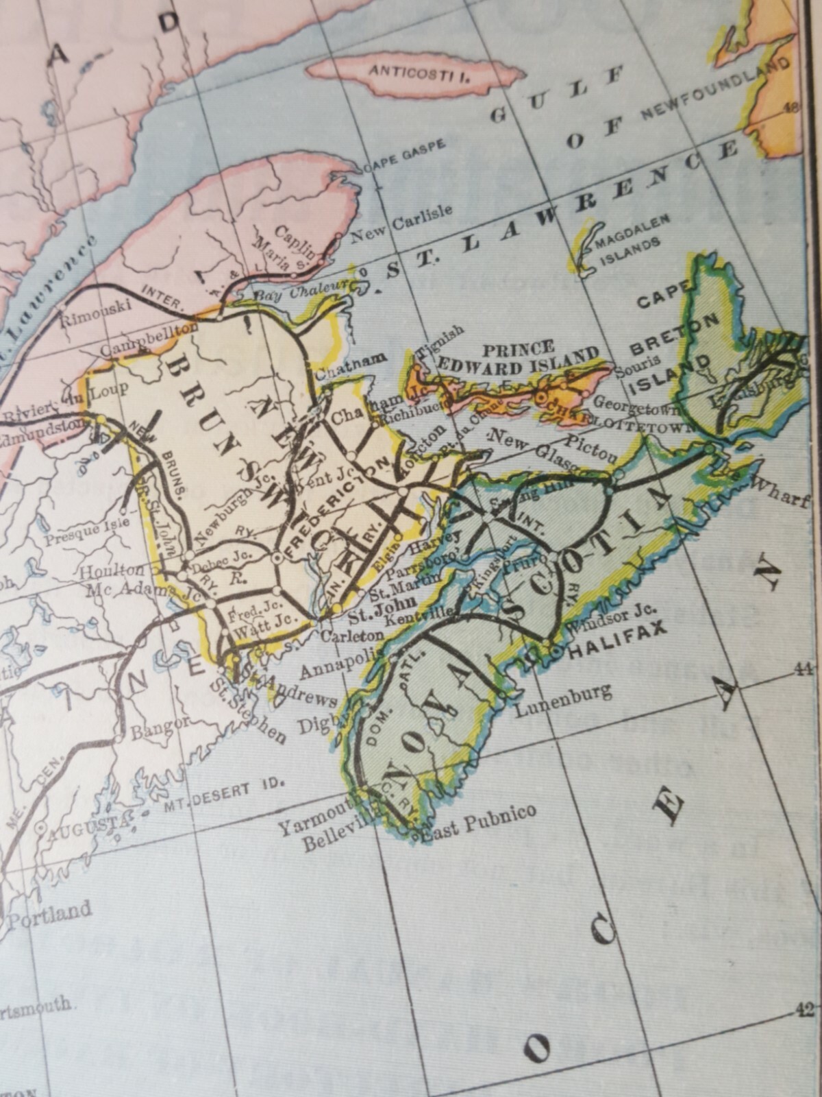 Original dated 1898 Map Eastern Section of Canada Railroad route station 11″x9″