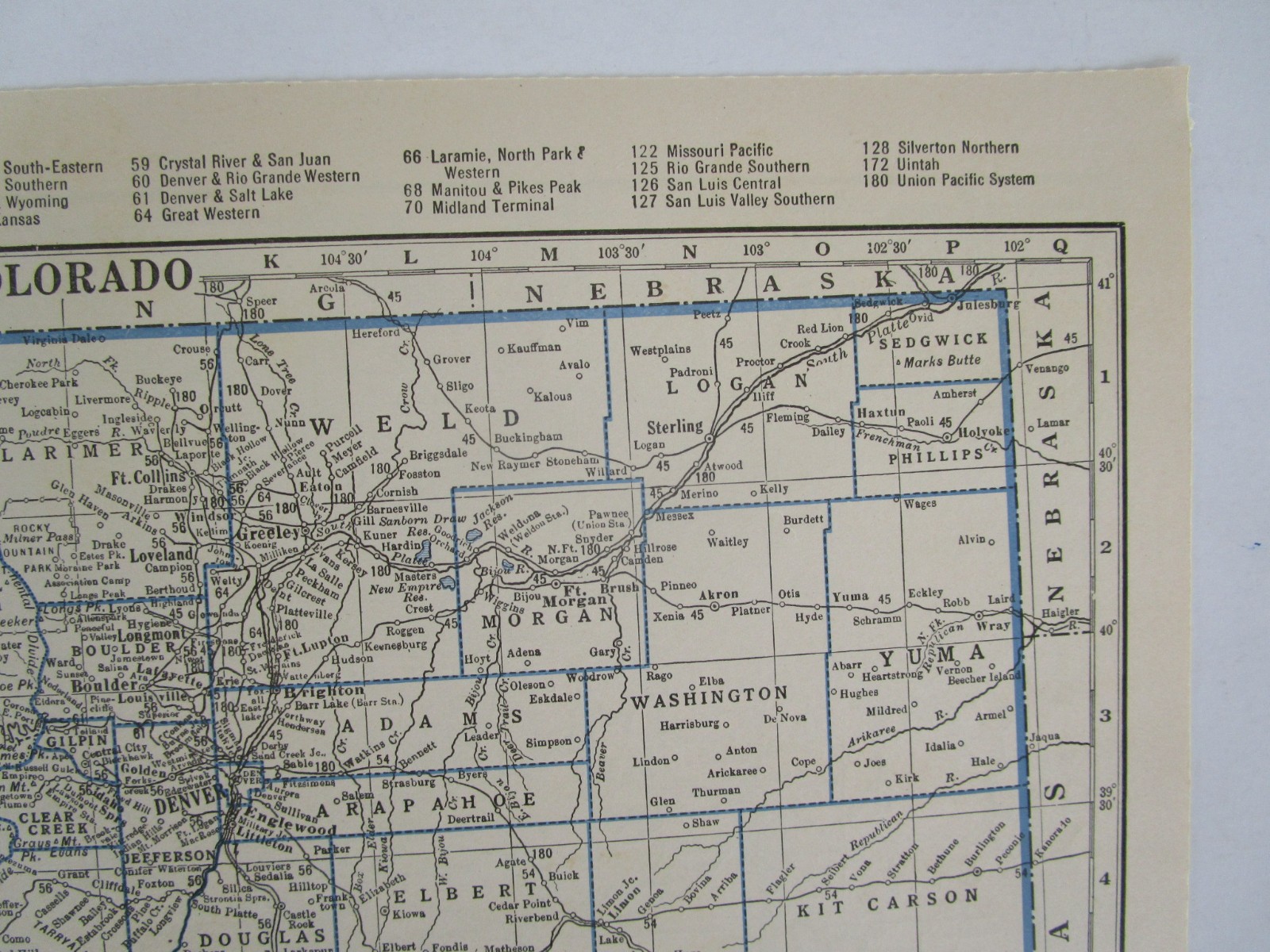 15% off. CO CT GREAT DEPRESSION era 1931 COLORADO RAILROAD Map or CONNECTICUT