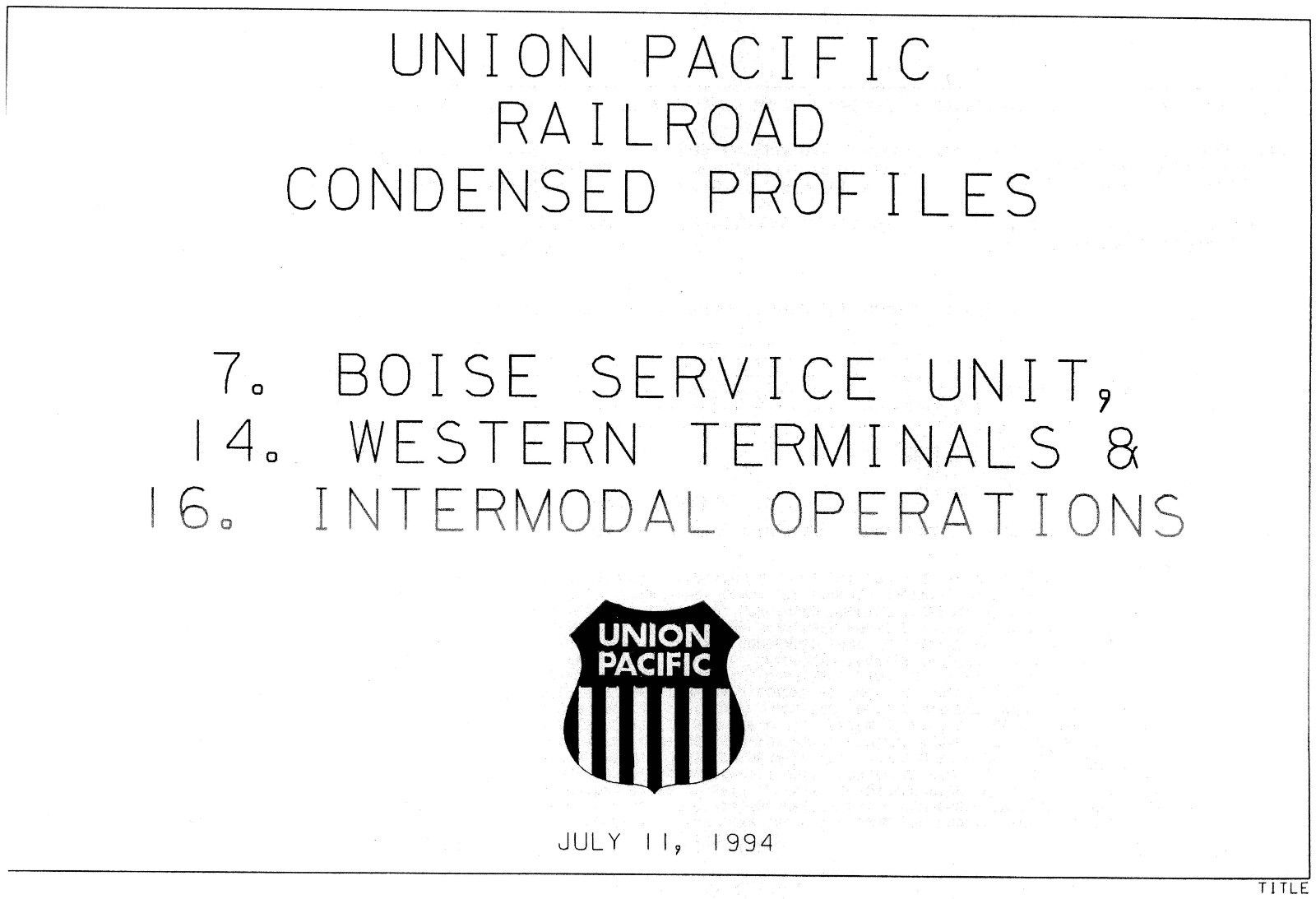 Union Pacific 1994 Boise Div Service Unit – 7 Condensed Profile PDF Pages on DVD