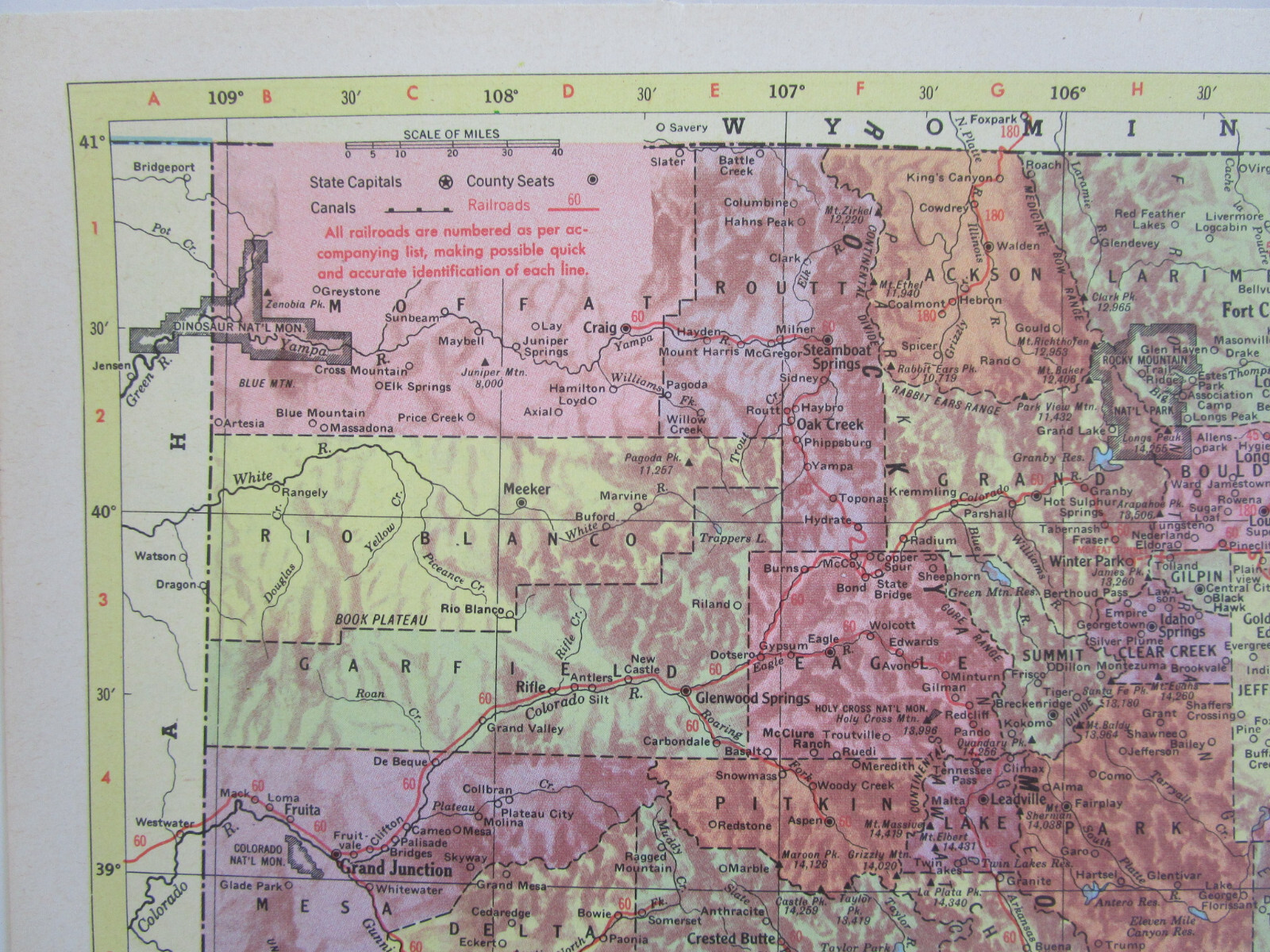 CO CT 1955 COLORADO RAILROAD Map SAN LUIS VALLEY SOUTHERN RR ~or~ CONNECTICUT