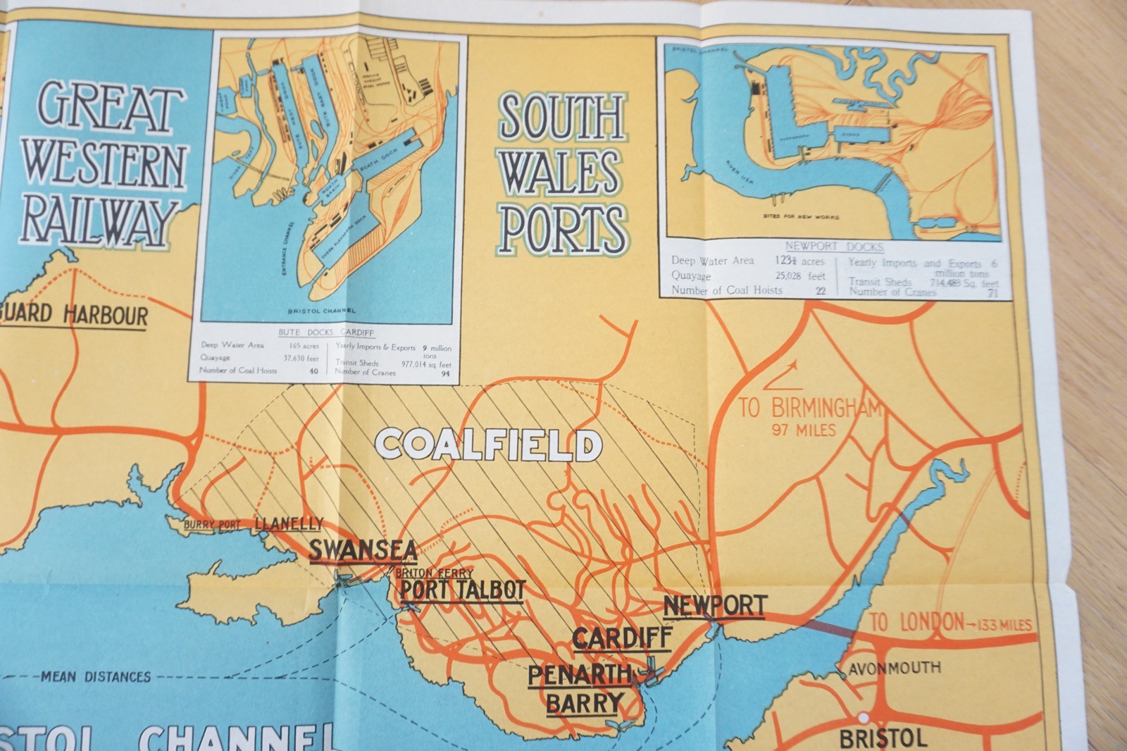 1932 GWR The South Wales Seaboard Harbour & Docks Railway Map