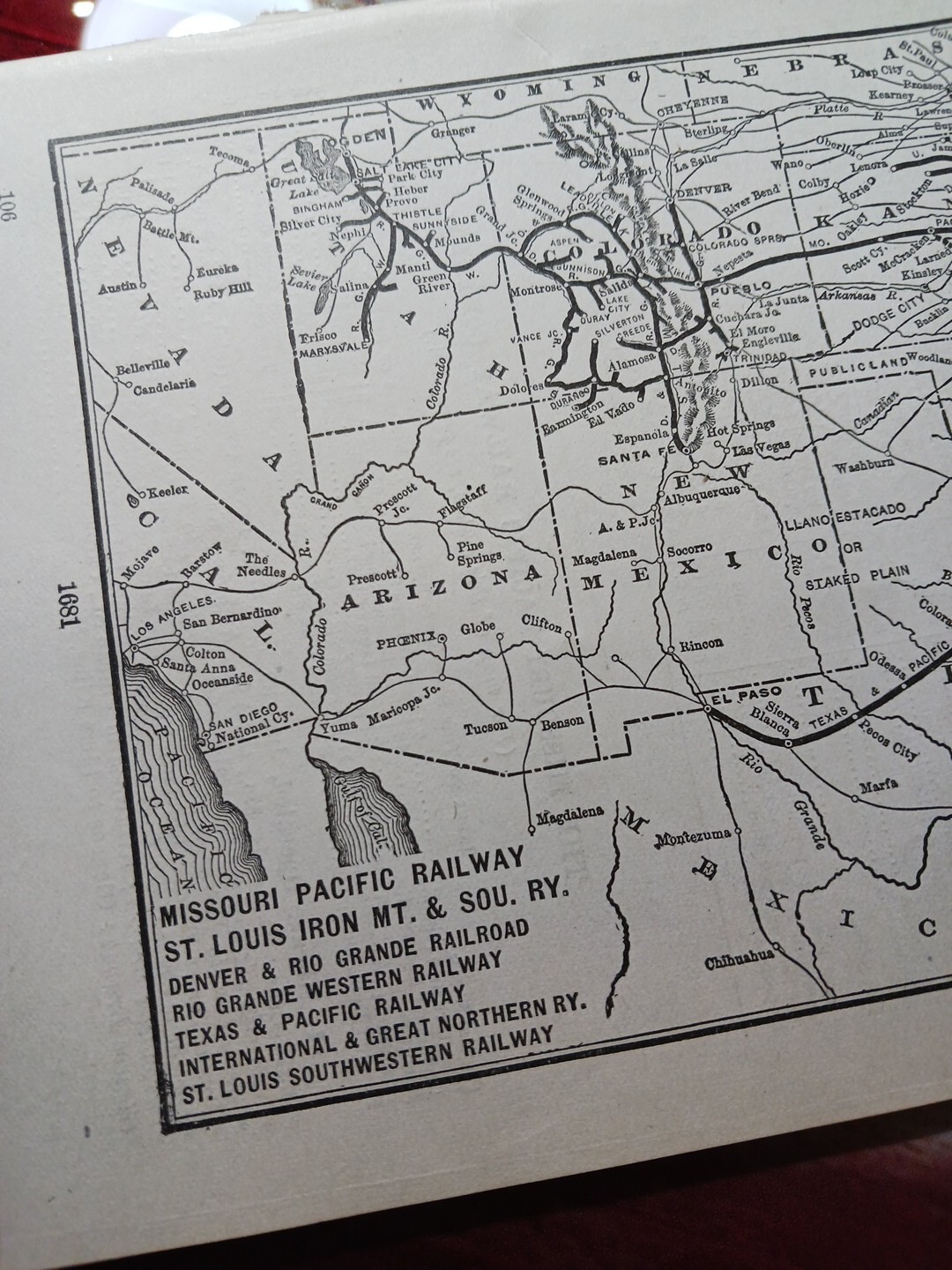 1906 Train Route Map MISSOURI PACIFIC RAILWAY St Louis Iron Mountain Railroad