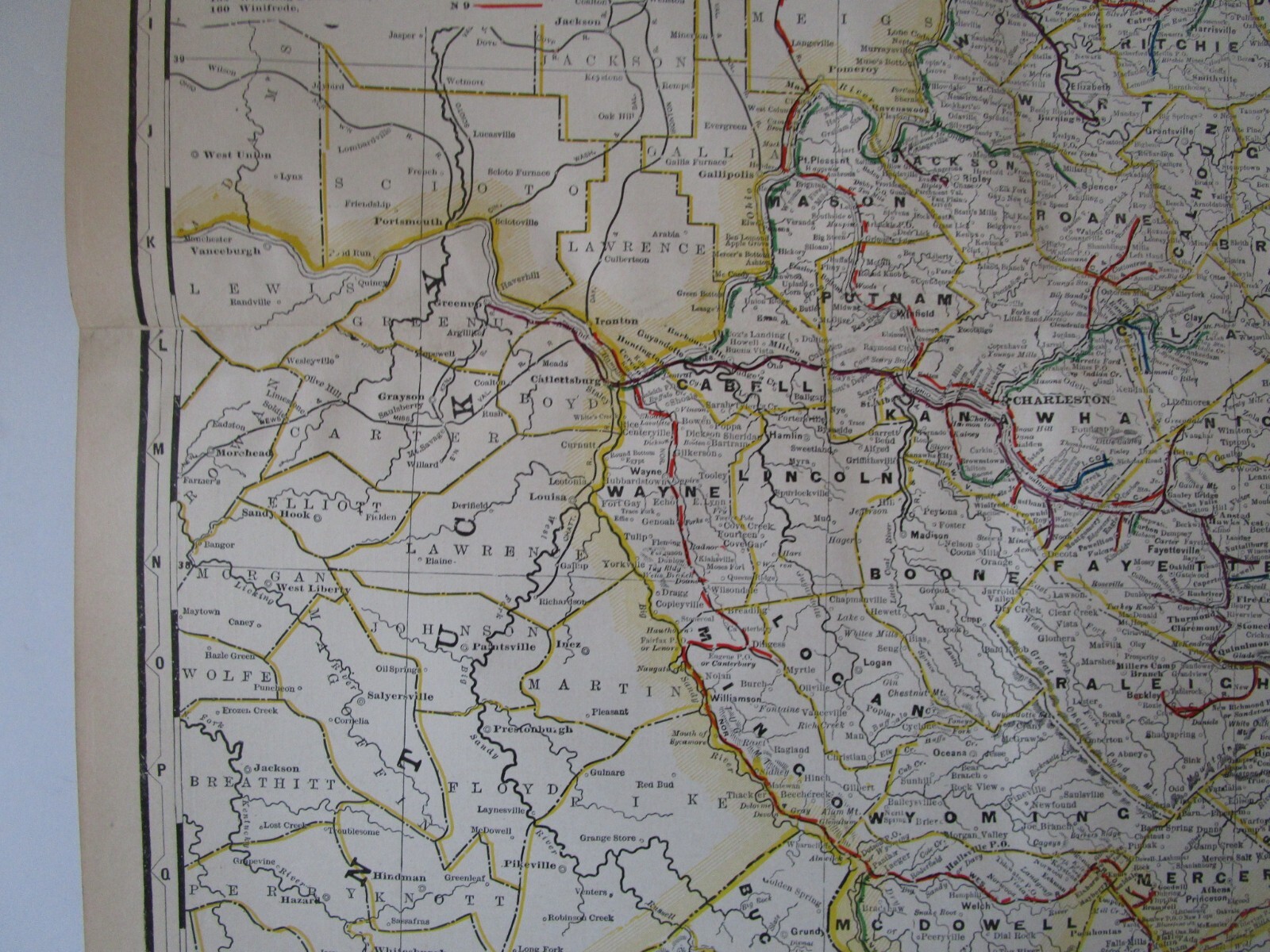 VA WV 1898 WESTERN VIRGINIA, W. VA STEAM RAILROAD Map. GLADE CREEK & RALEIGH RR
