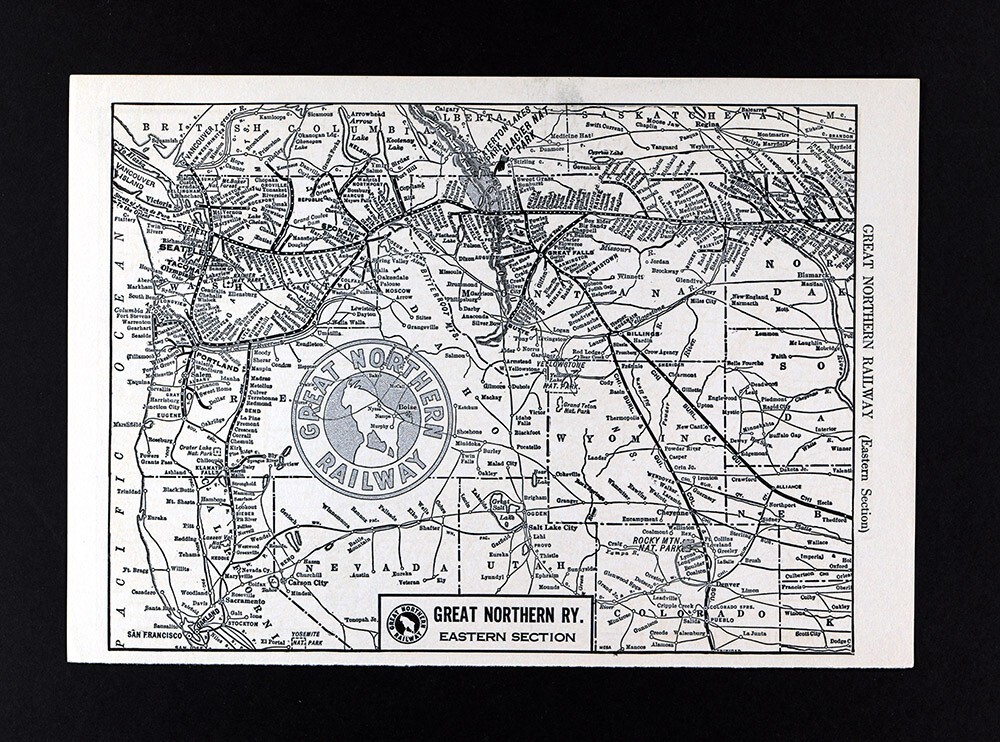 1941 LaSalle Railroad Map Great Northern Railway Seattle Glacier Yellowstone NP