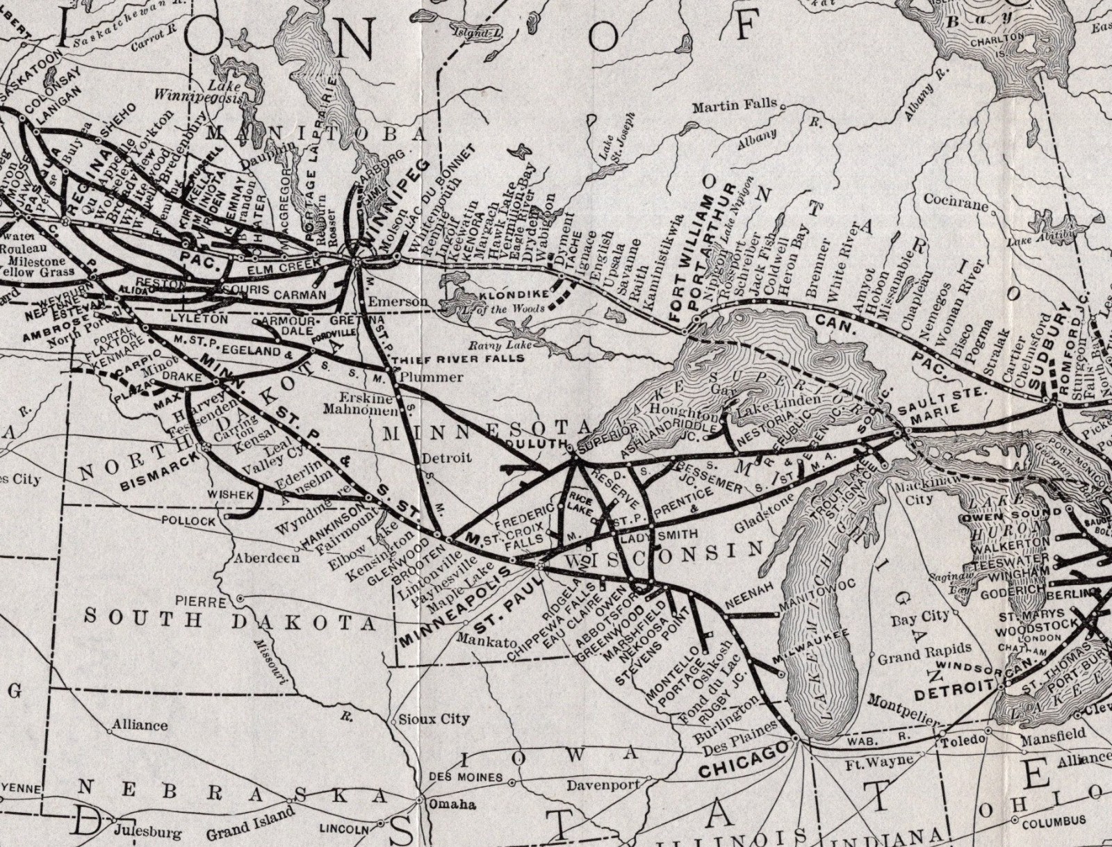 1914 Antique Canadian Pacific Railway Map Canada Railroads Map 2803