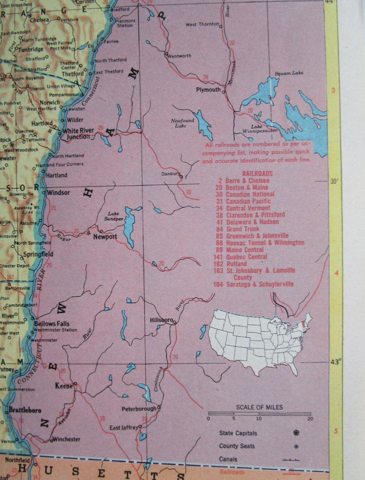 VA VT 1953 VIRGINIA RAILROAD Map WINCHESTER WEST’N RR or VERMONT, LAMOILLE CO RR