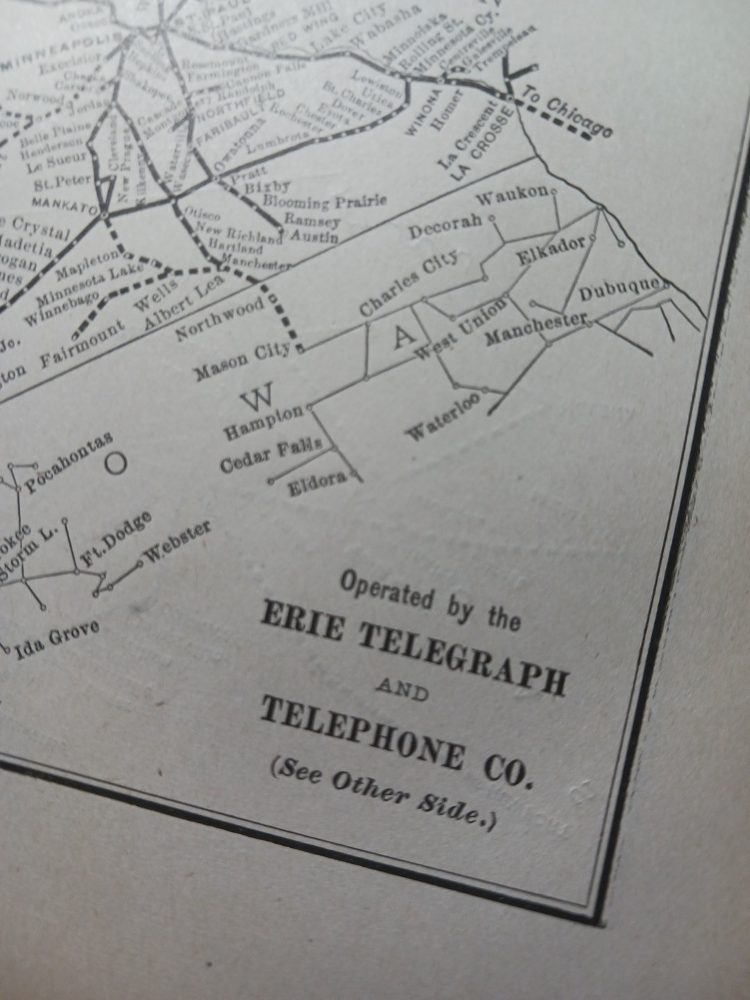 1897 The Northwestern Telephone Exchange Co. Map North & South Dakota Minnesota