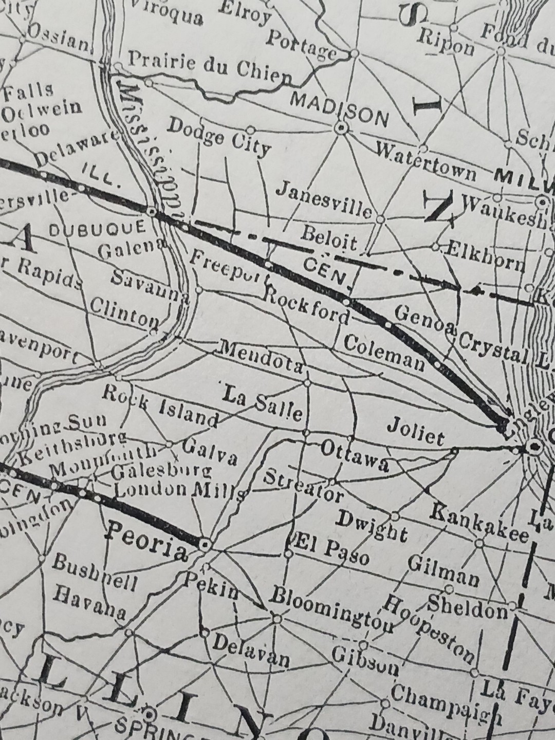 ~1904 Train Route Map MINNEAPOLIS & ST LOUIS RAILROAD antique Railway stations