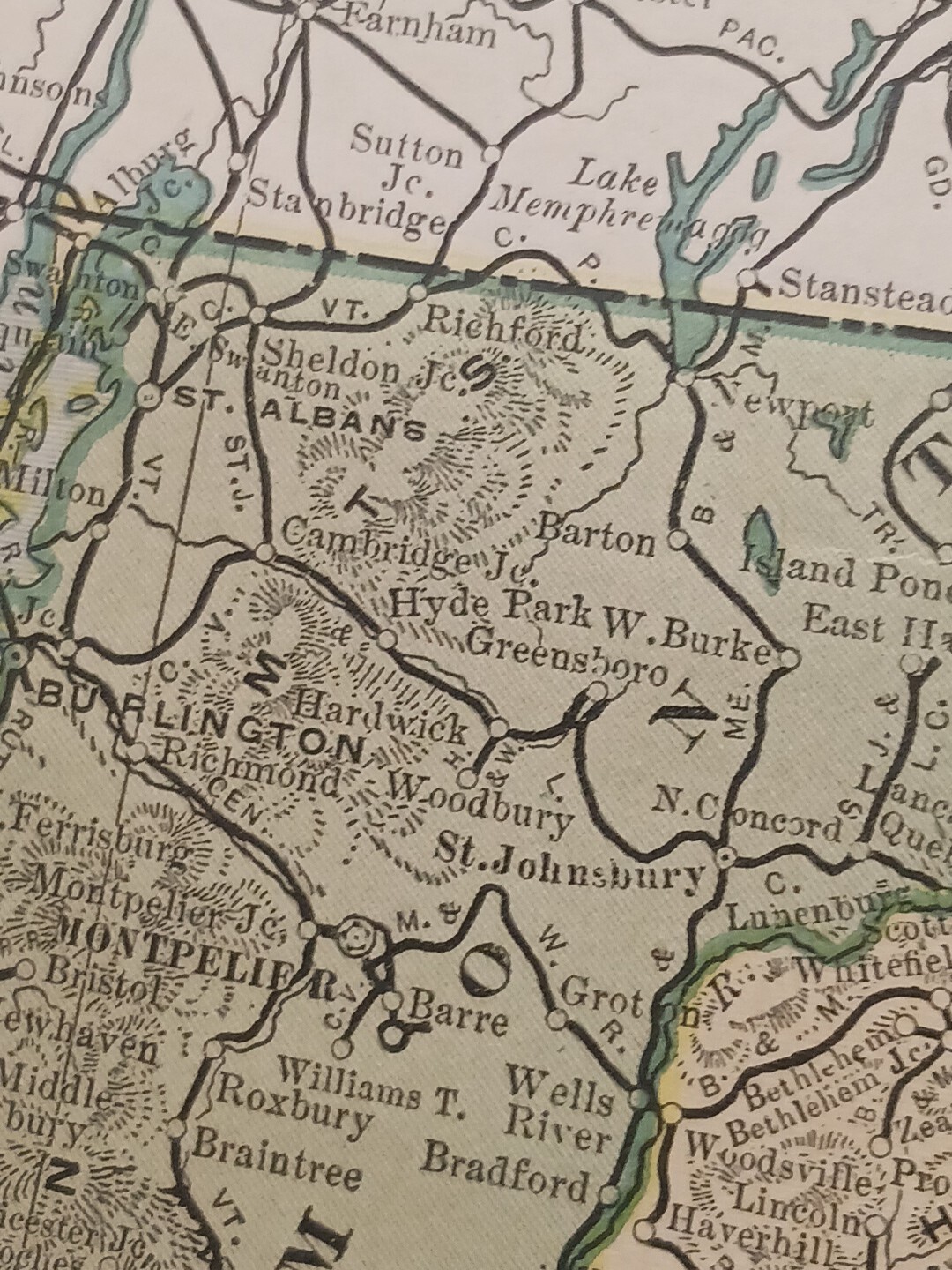 1902 Train Route Map MAINE New Hampshire VERMONT All Railroad Lines 11″×9″