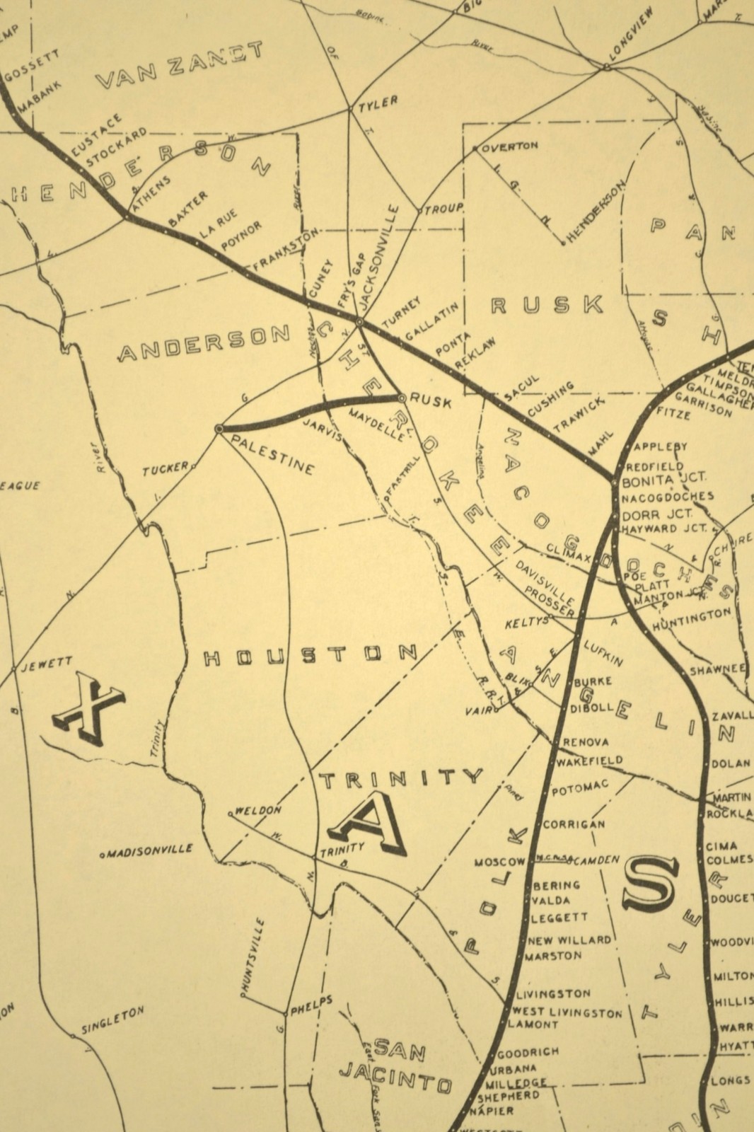 Southern Pacific Railroad Map Houston Division Sunset Route H&TC Railway