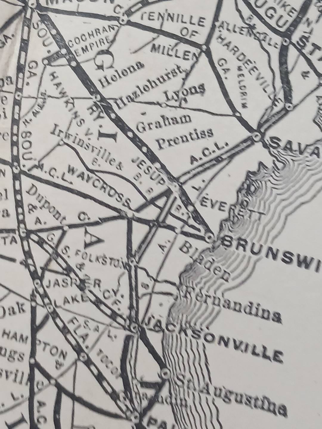 1905 Dated Train Route Map SOUTHERN RAILWAY SYSTEM all Lines & Connections 11×9″