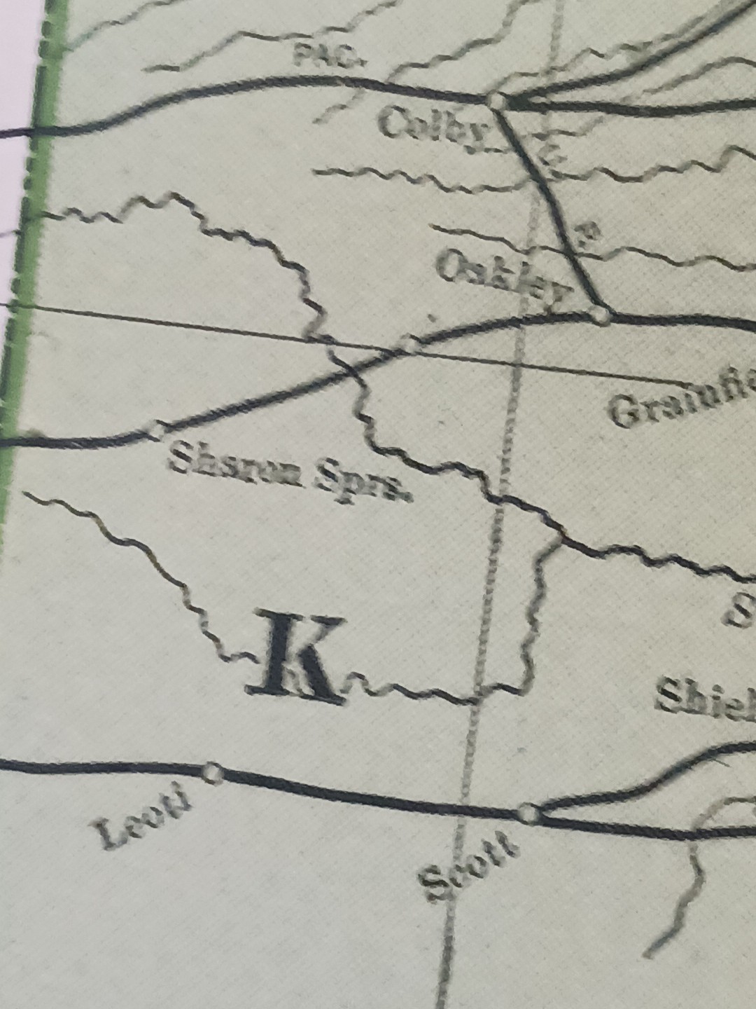 1905 Dated Train Route Map NEBRASKA & KANSAS all Railroad Lines marked 11″x9″