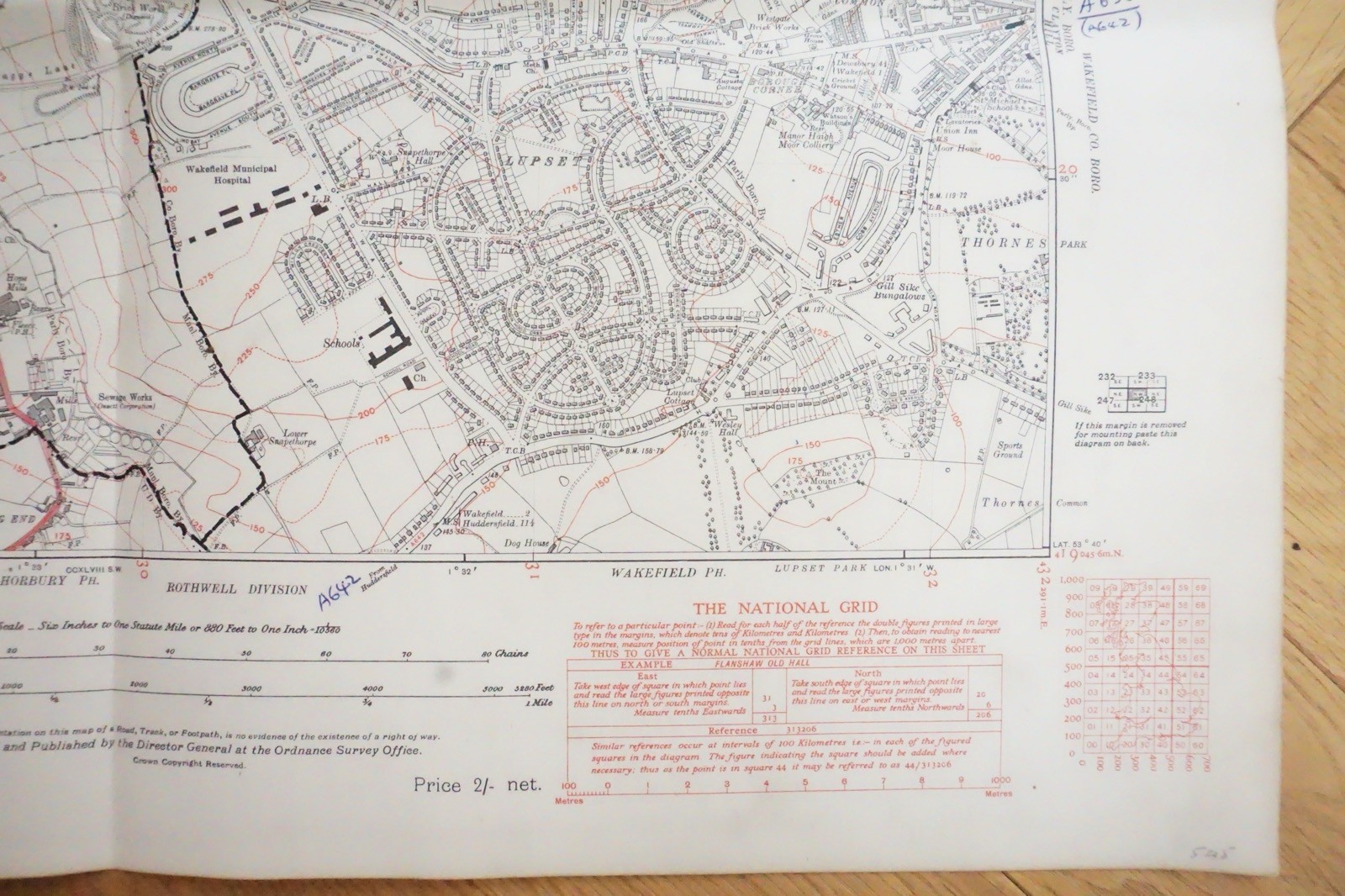 1938 Ossett Horbury Alverthorpe Yorkshire LNER Railway OS Linen Map Ref 78 **