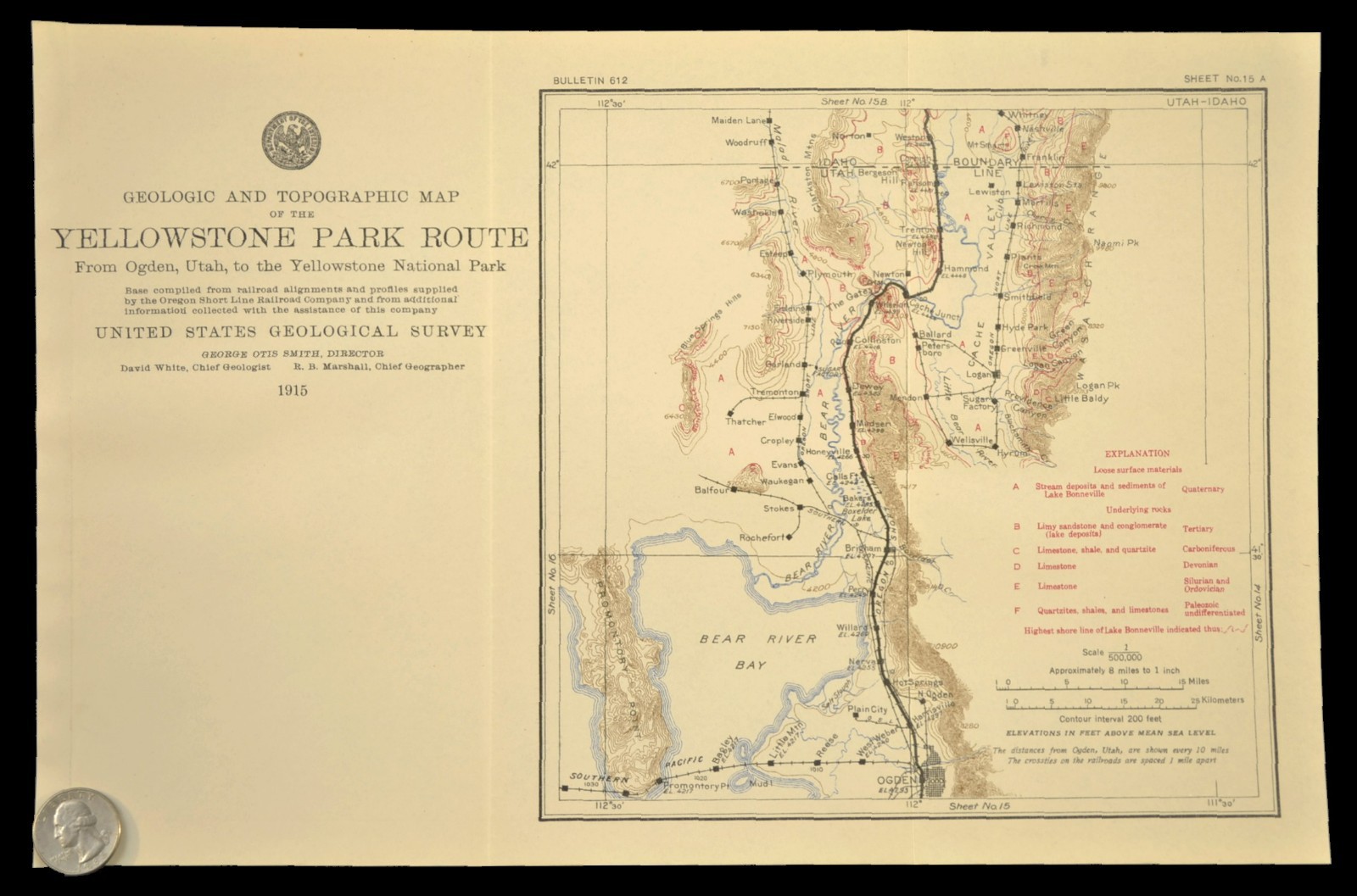 1915 Union Pacific Railroad Map Ogden Utah Brigham UT Smithfield Tremonton
