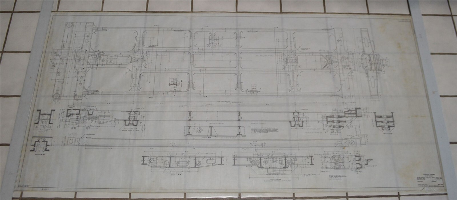 Original 1930 5ft+ Northern Pacific Railroad Blueprint Locomotive Tender Frame