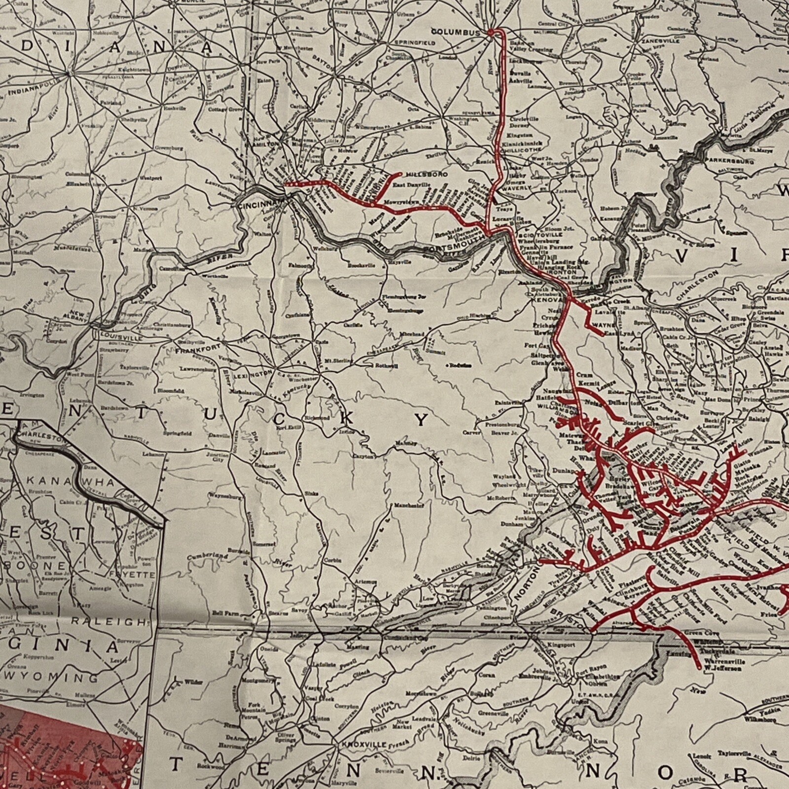 Norfolk & Western Railway & Connections Map. June, 1958, 22” X 32” Virginia