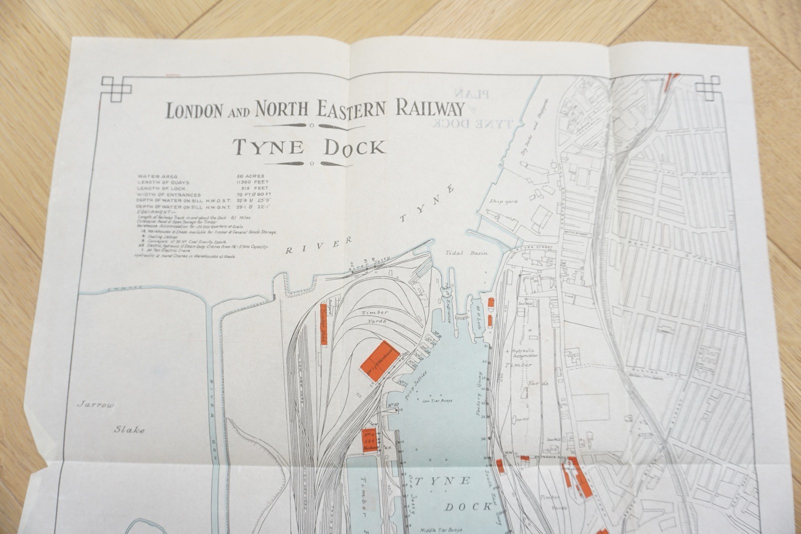 1934 LNER Tyne Dock Railway Plan Map