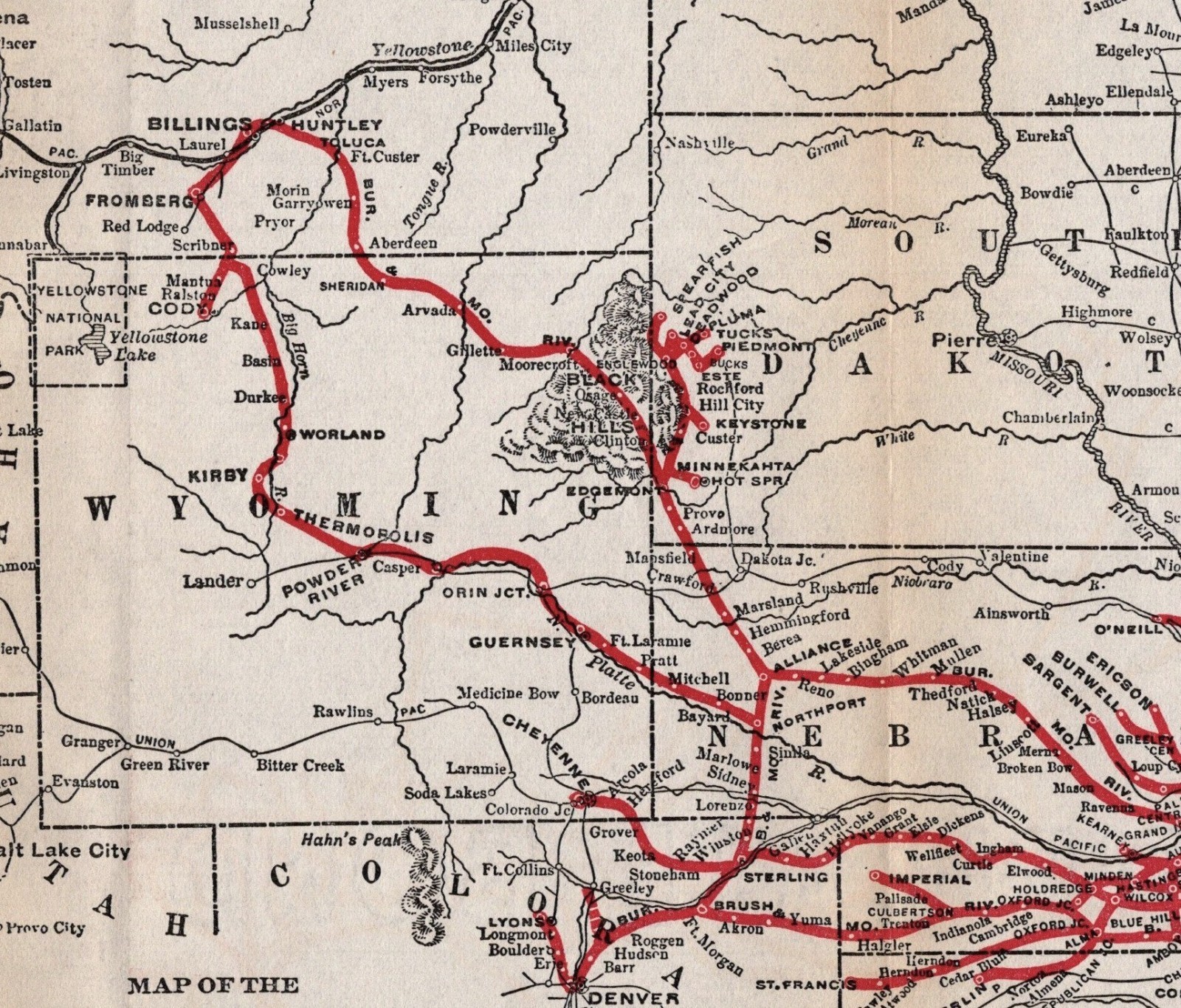 1915 Antique Chicago Burlington & Quincy Railroad Company Map Railway Map 2445