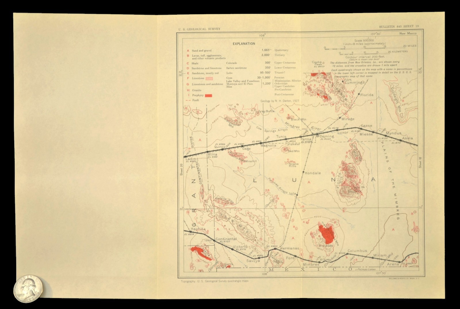Southern Pacific Railroad Map Deming New Mexico Fort Cummings Florida Mountains