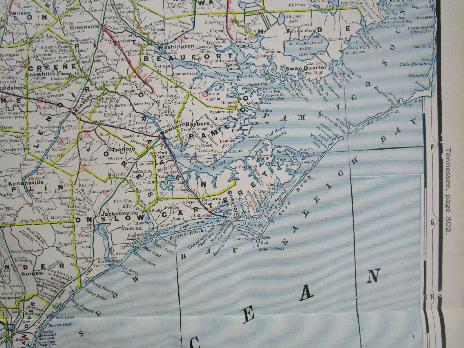 NC SC 1903 EASTERN NORTH / SOUTH CAROLINA Cram INTERURBAN + STEAM RAILROADs Map.