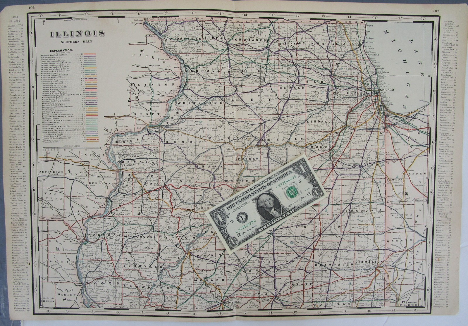 IL 1891 NORTHERN ILLINOIS Cram RAILROAD Map FULTON COUNTY NARROW GUAGE RR, LE&W