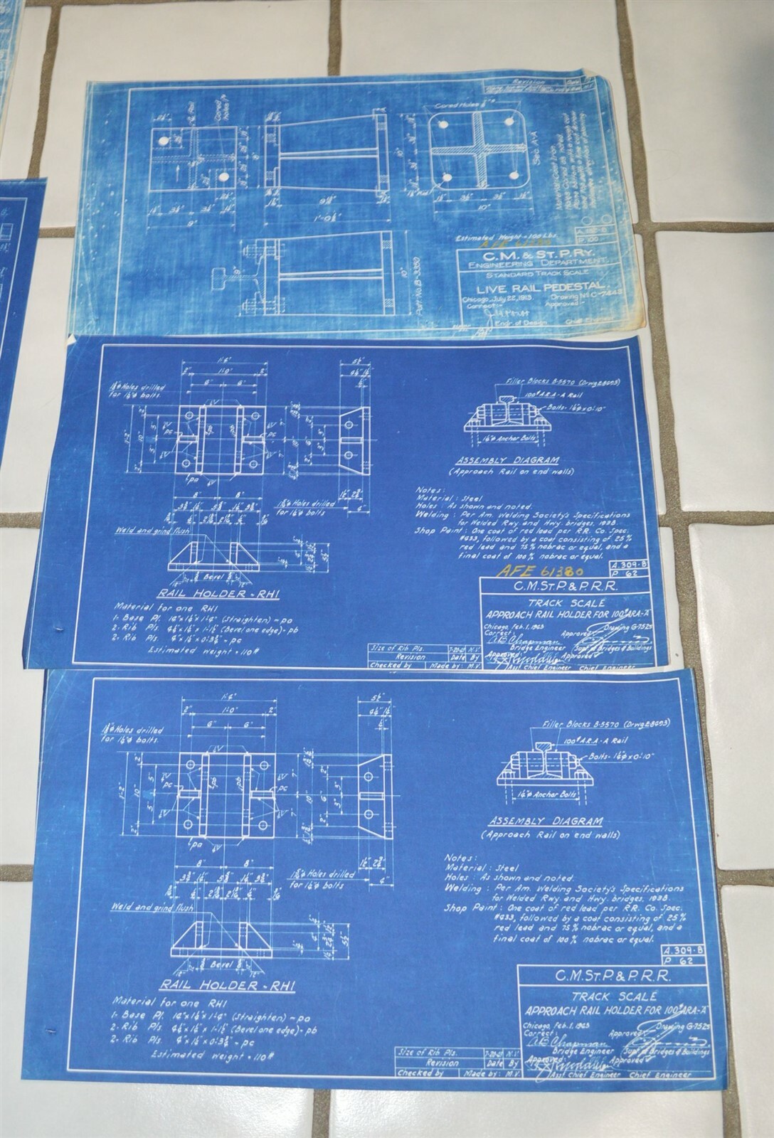 1943-1944 Milwaukee Road Railroad Fairbanks track scale blueprints etc
