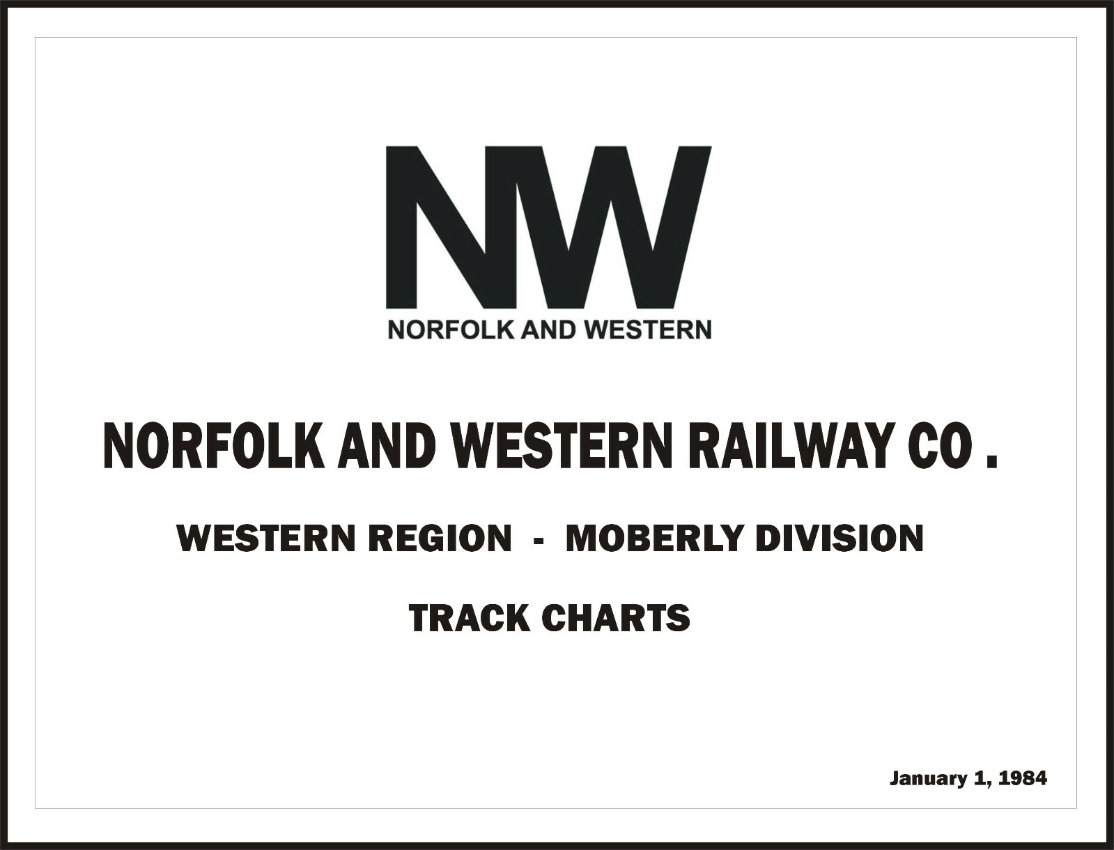 Norfolk & Western RR 1983 Moberly DivisionTrack Chart PDF Pages on DVD
