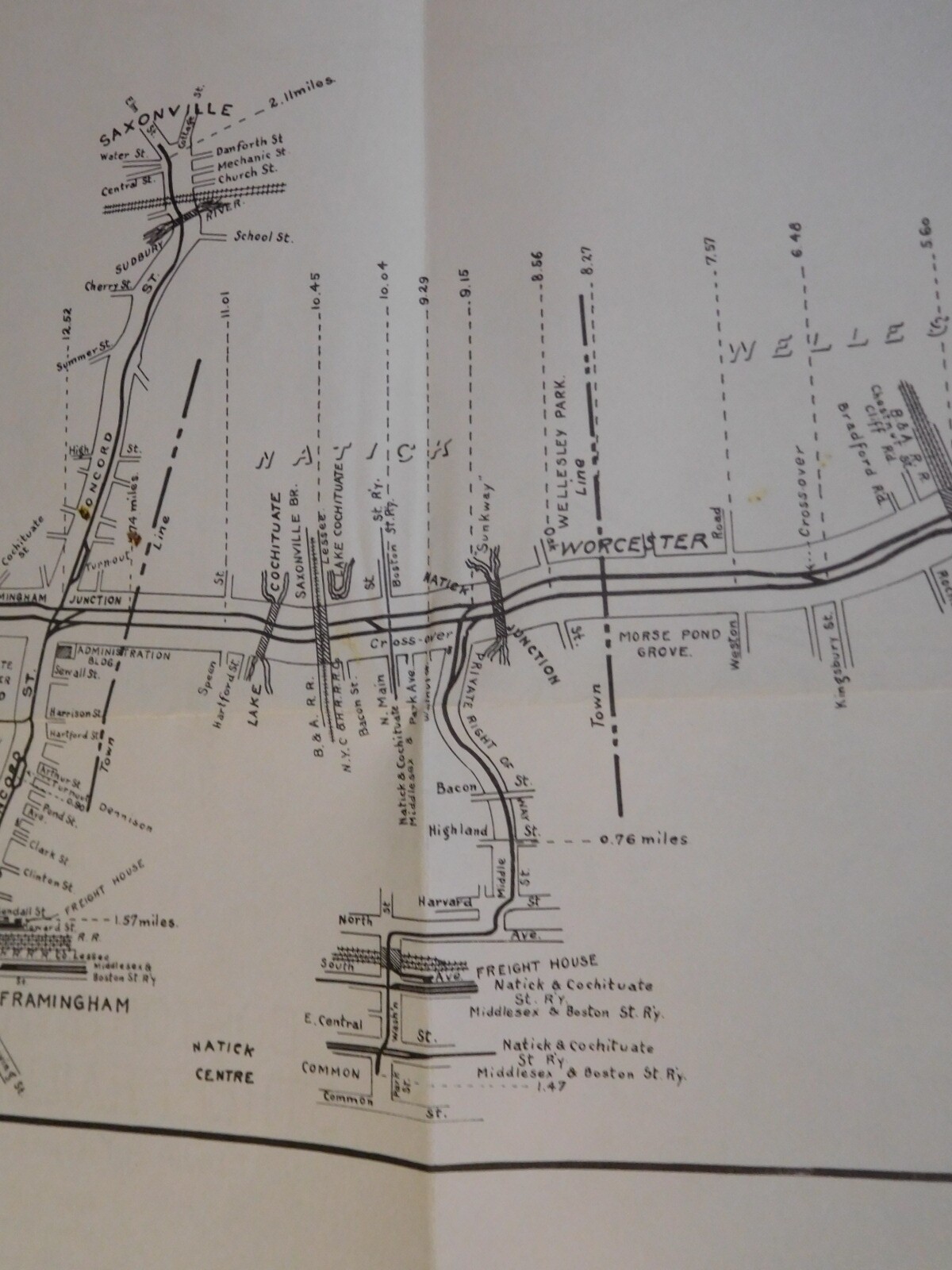Map Boston & Worcester Street Railway System Reprint