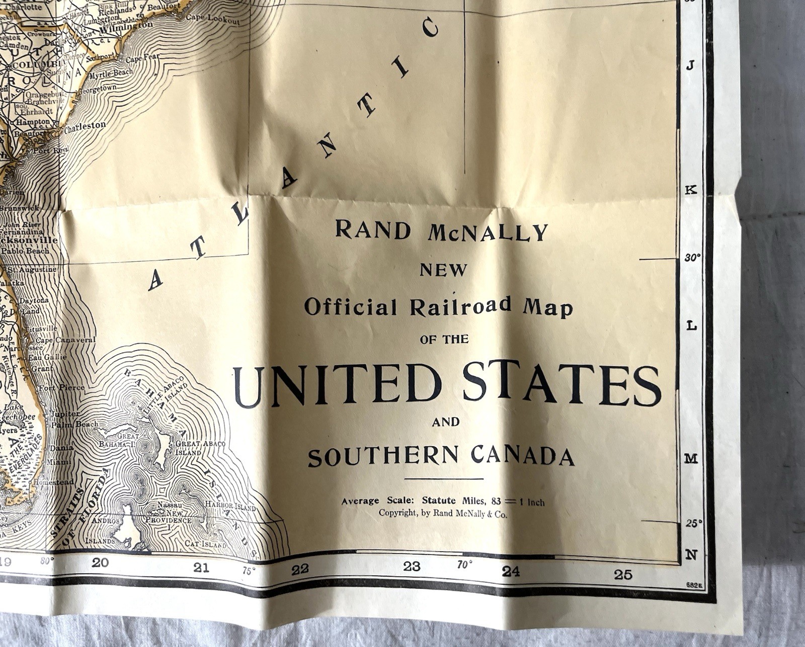 1910 Rand McNally New Official Railroad Map of the United States & So. Canada