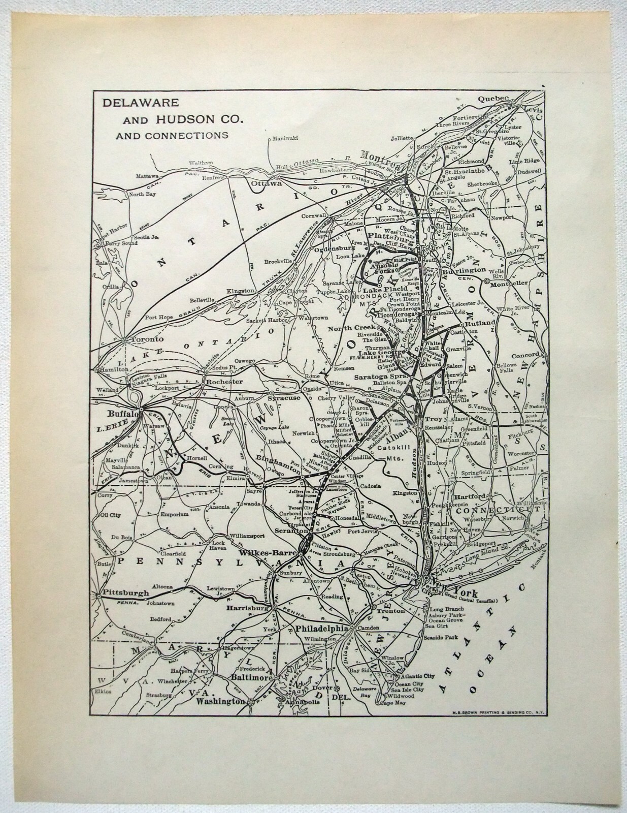 Delaware & Hudson Railroad – Original 1927 System Map. Railway
