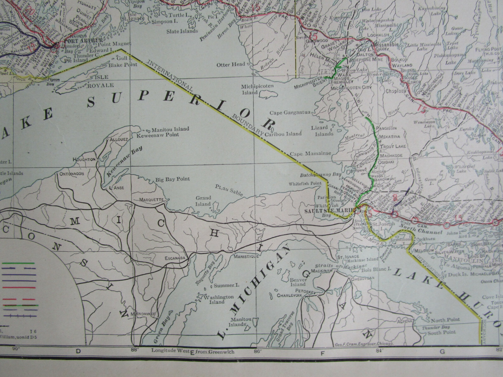 1910 UPPER ONTARIO STEAM, INTERURBAN ELECTRIC RAILROAD Map. CANADA 1900s