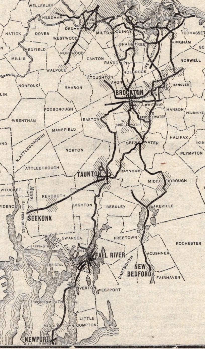 1912 Bay State Street Railway Map Massachusetts Electric Company Map 2684